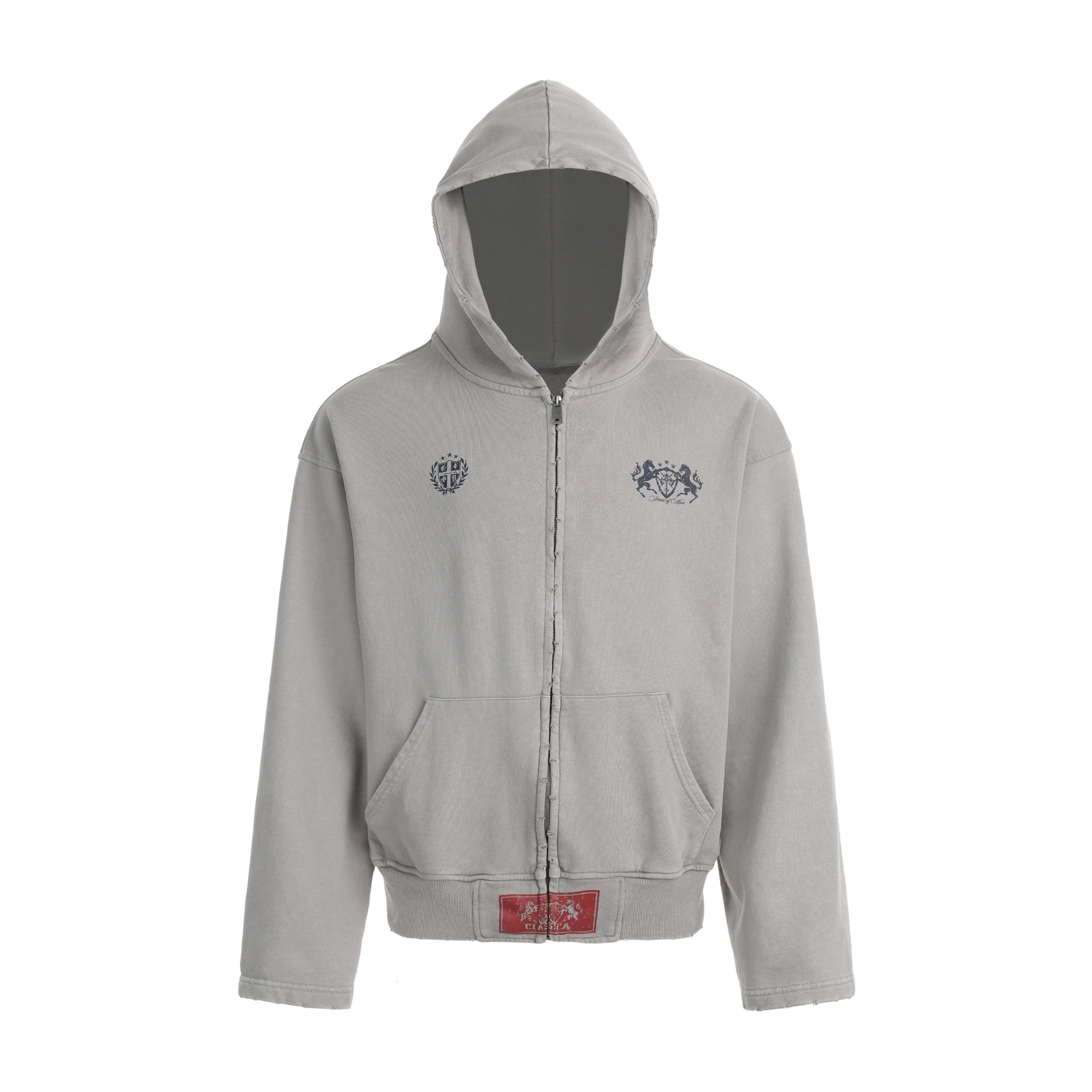 Omirad Vintage Crest Zip Hoodie | 100% Cotton Washed