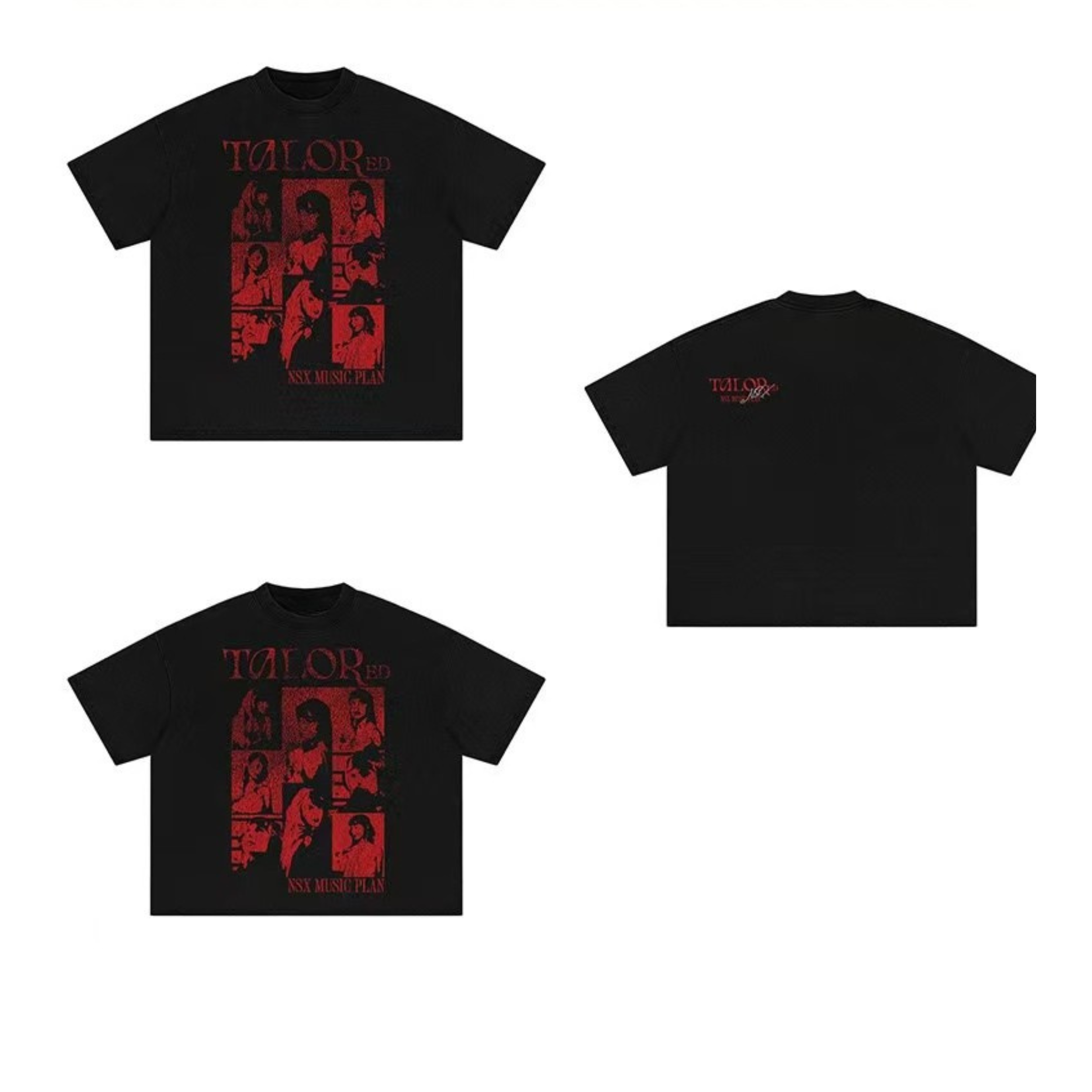 Vintage Red Graphic Tee | Washed Black Streetwear Cotton T-Shirt