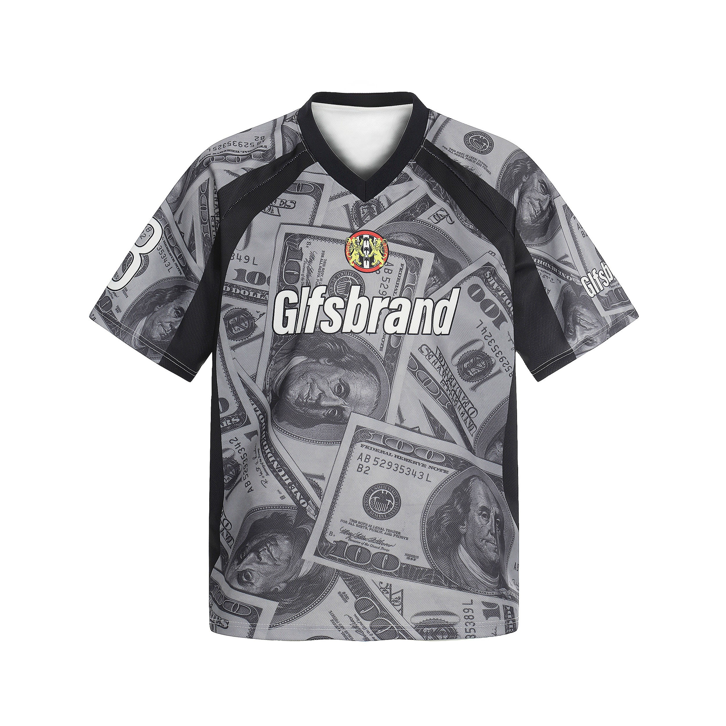 Dollar Bill Print Mesh Football Jersey | Streetwear