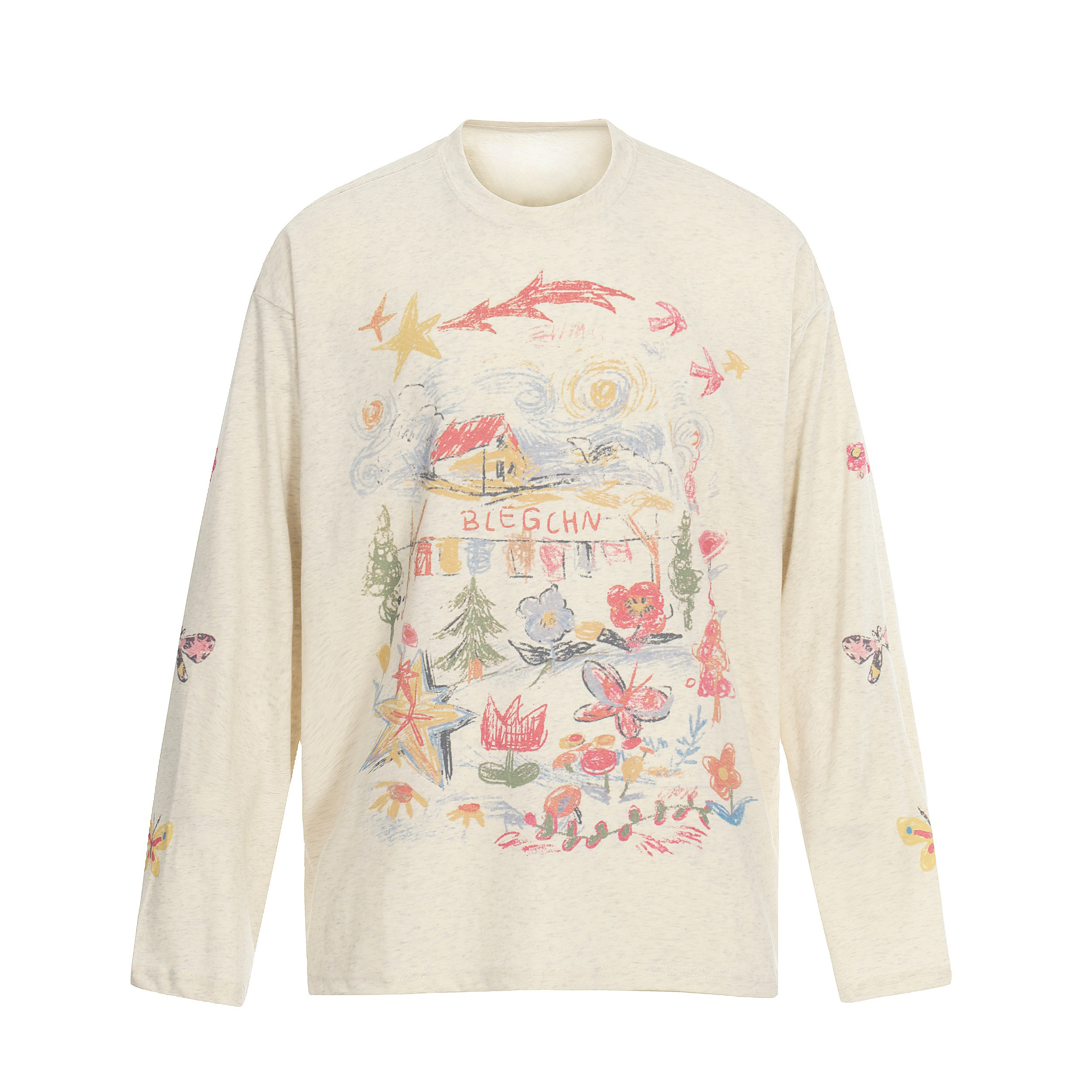 Hand-Drawn Art Graphic Long Sleeve Tee | Vintage Sketch Print