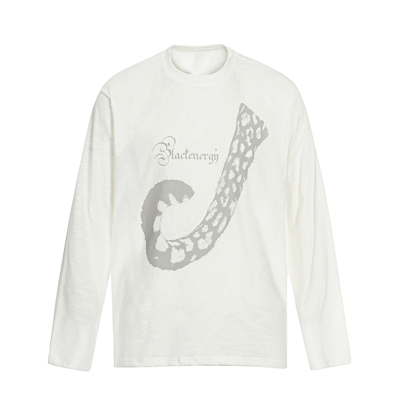White long sleeve tee with abstract Blackenergy graphic on the front