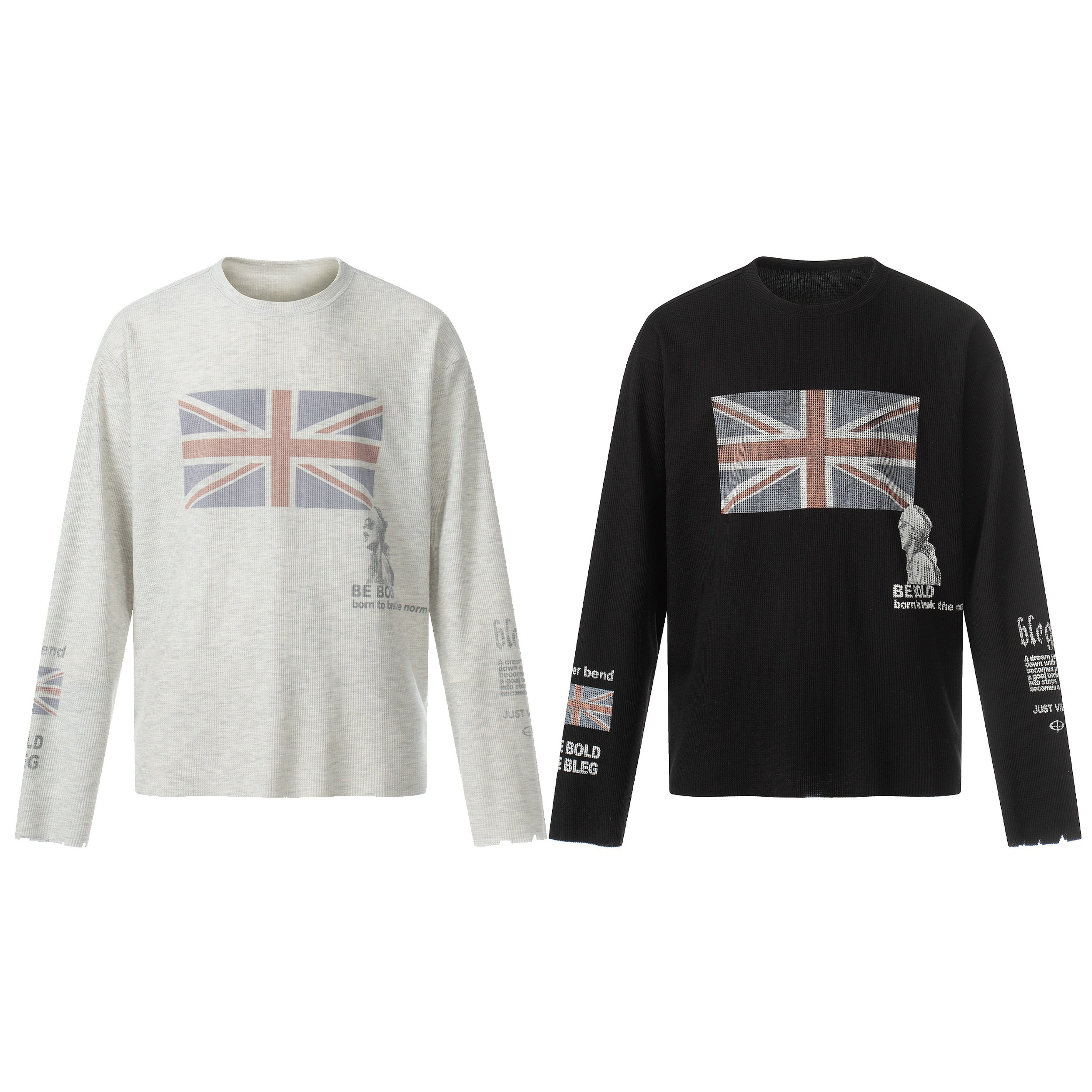 Omirad Union Flag Graphic Long Sleeve Tee | Streetwear Cotton