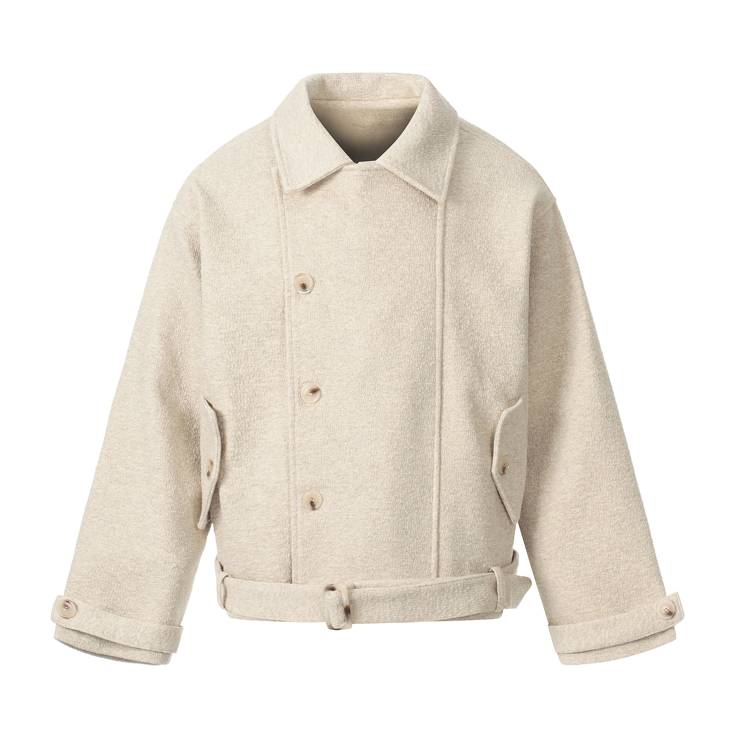 Omirad Belted Cropped Jacket | Structured Cotton Outerwear