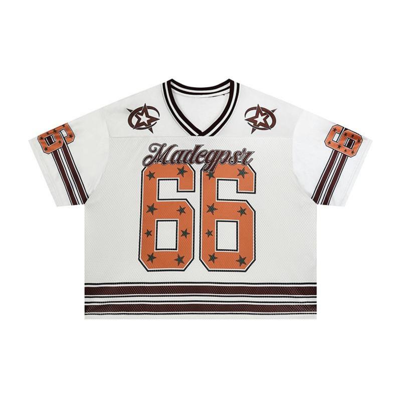 White Seakoff Star varsity jersey with orange number 66, brown stripes, and star graphics on front and sleeves