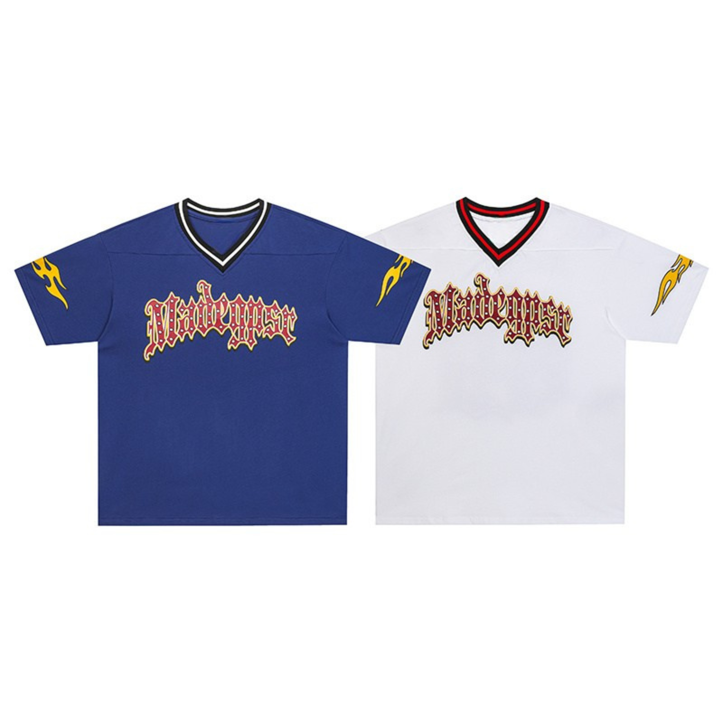 MadeGypsr Gothic Flame Cotton Football Jersey | Streetwear