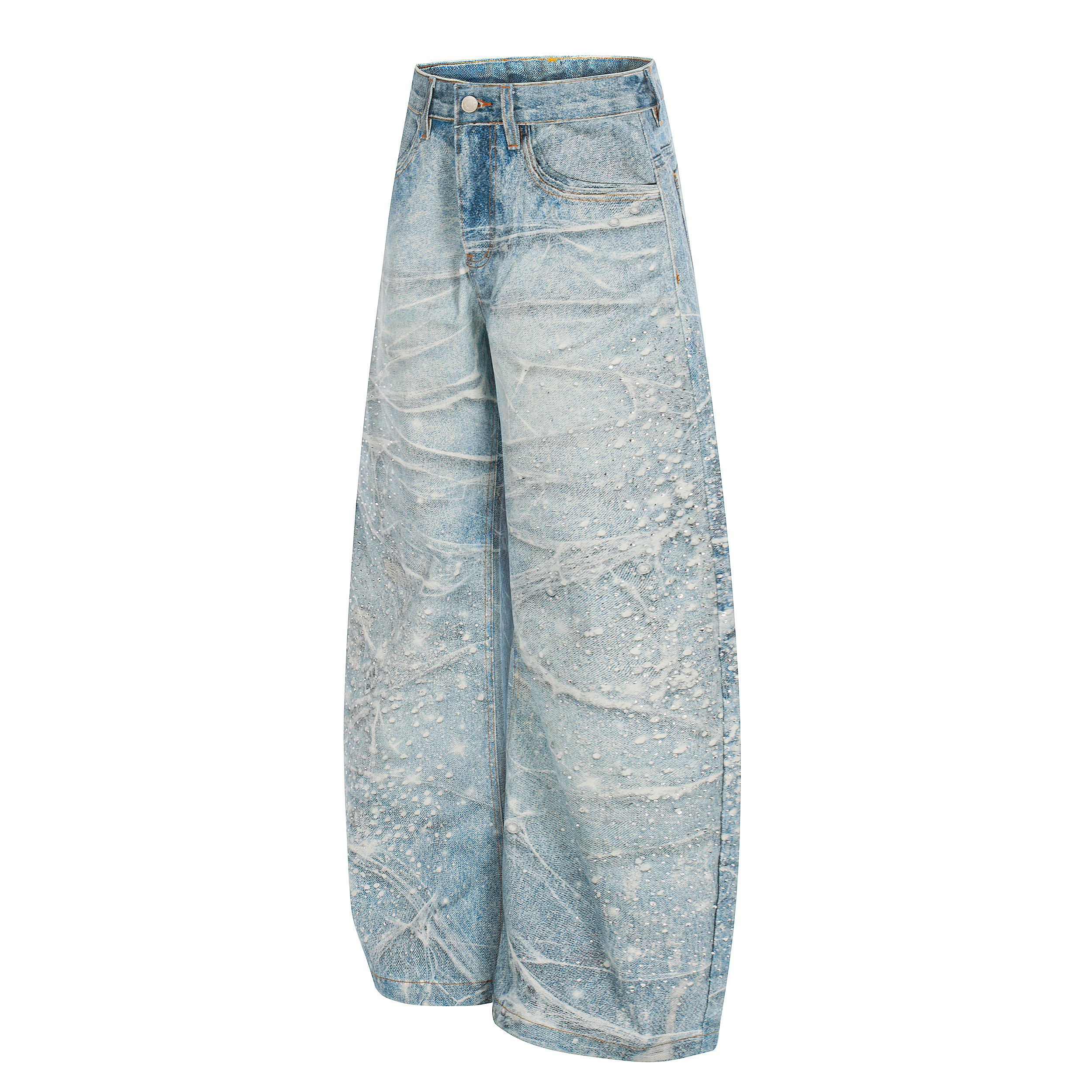 Omirad Ice Web Wide-Leg Jeans | Frosted Spiderweb Denim