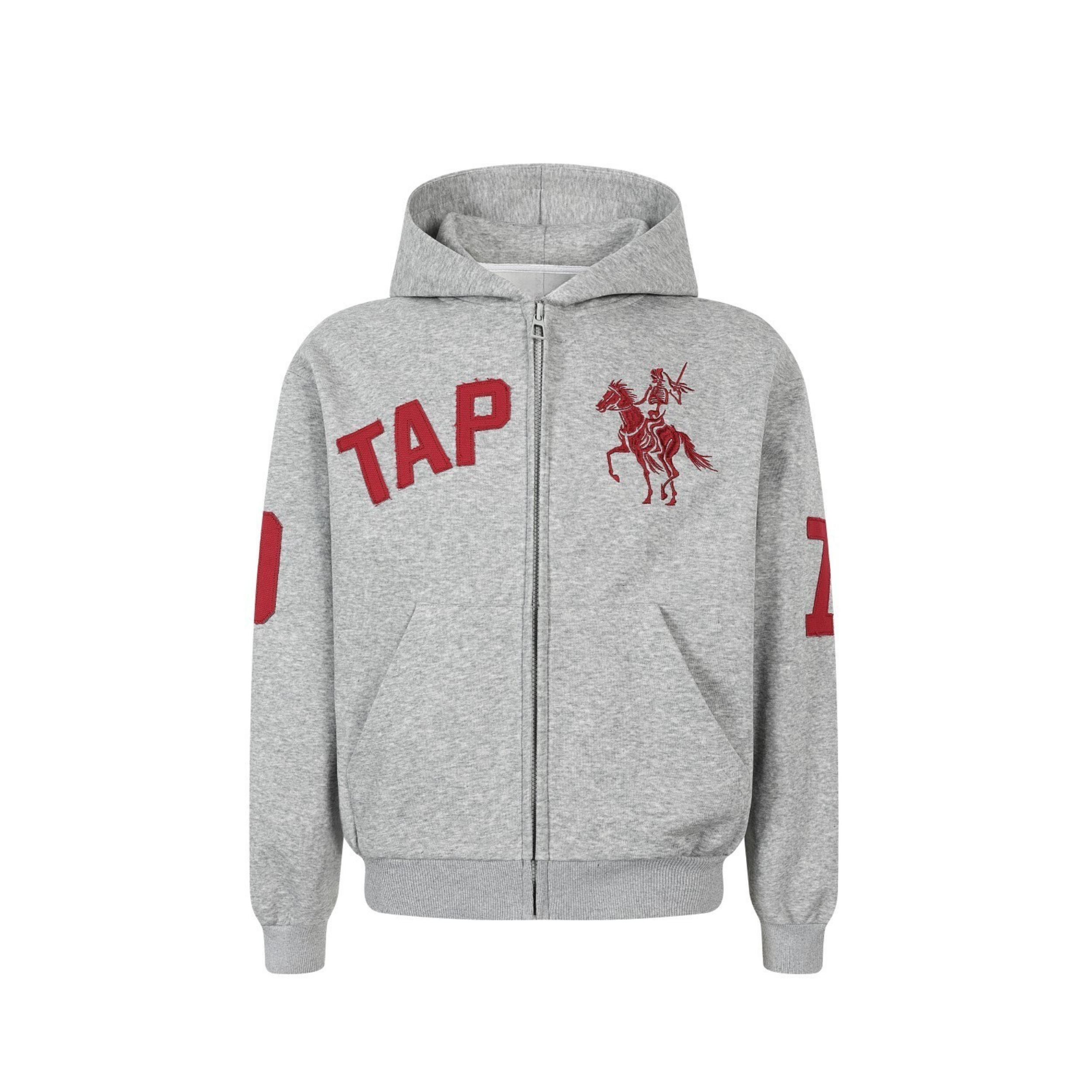 Omirad Zip-Up Graphic Hoodie | Varsity Skeleton Rider