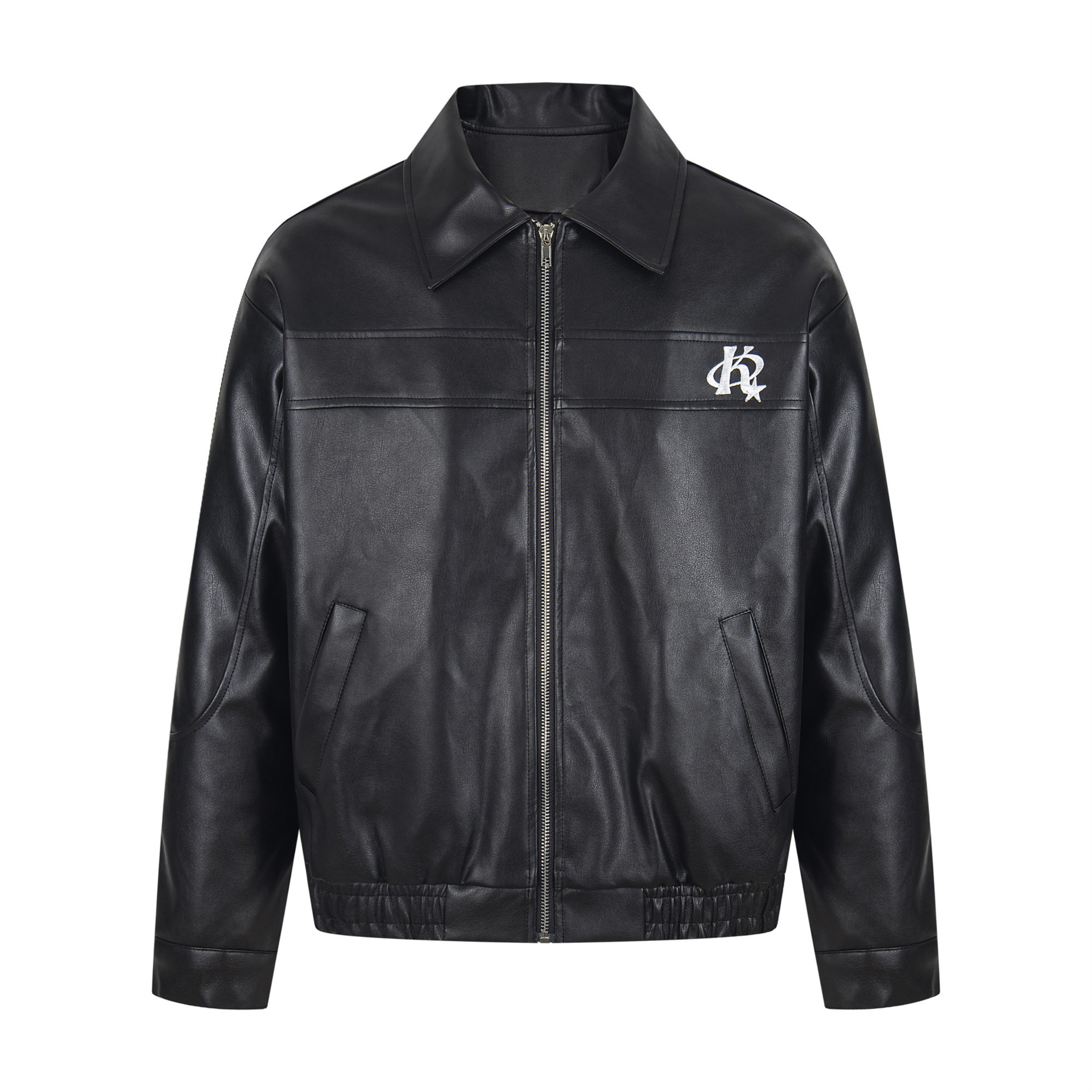 Omirad Vintage Lettering PU Leather Bomber Jacket