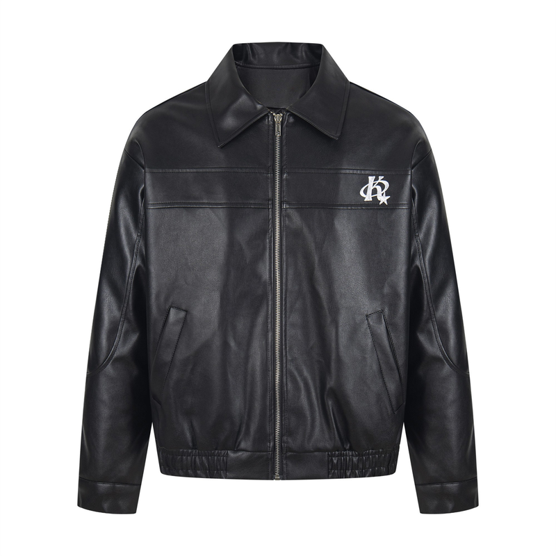 Omirad Vintage Lettering PU Leather Bomber Jacket