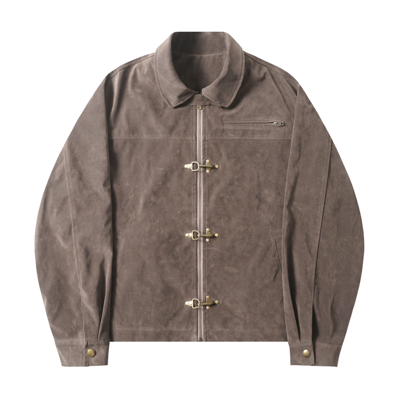 Omirad Vintage Toggle Zip Jacket | Washed Brown Workwear