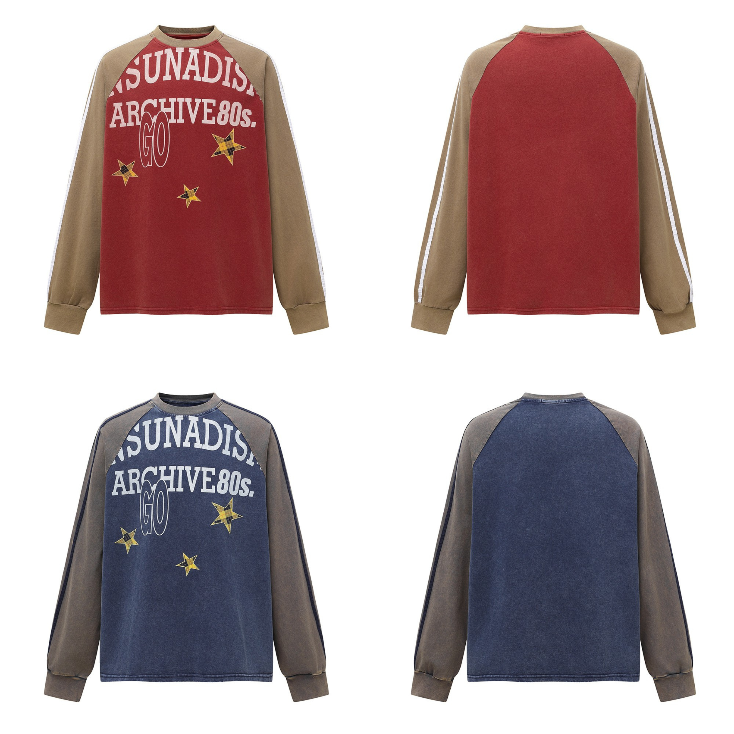 Retro Archive Raglan Long Sleeve Tee | Vintage Star Print