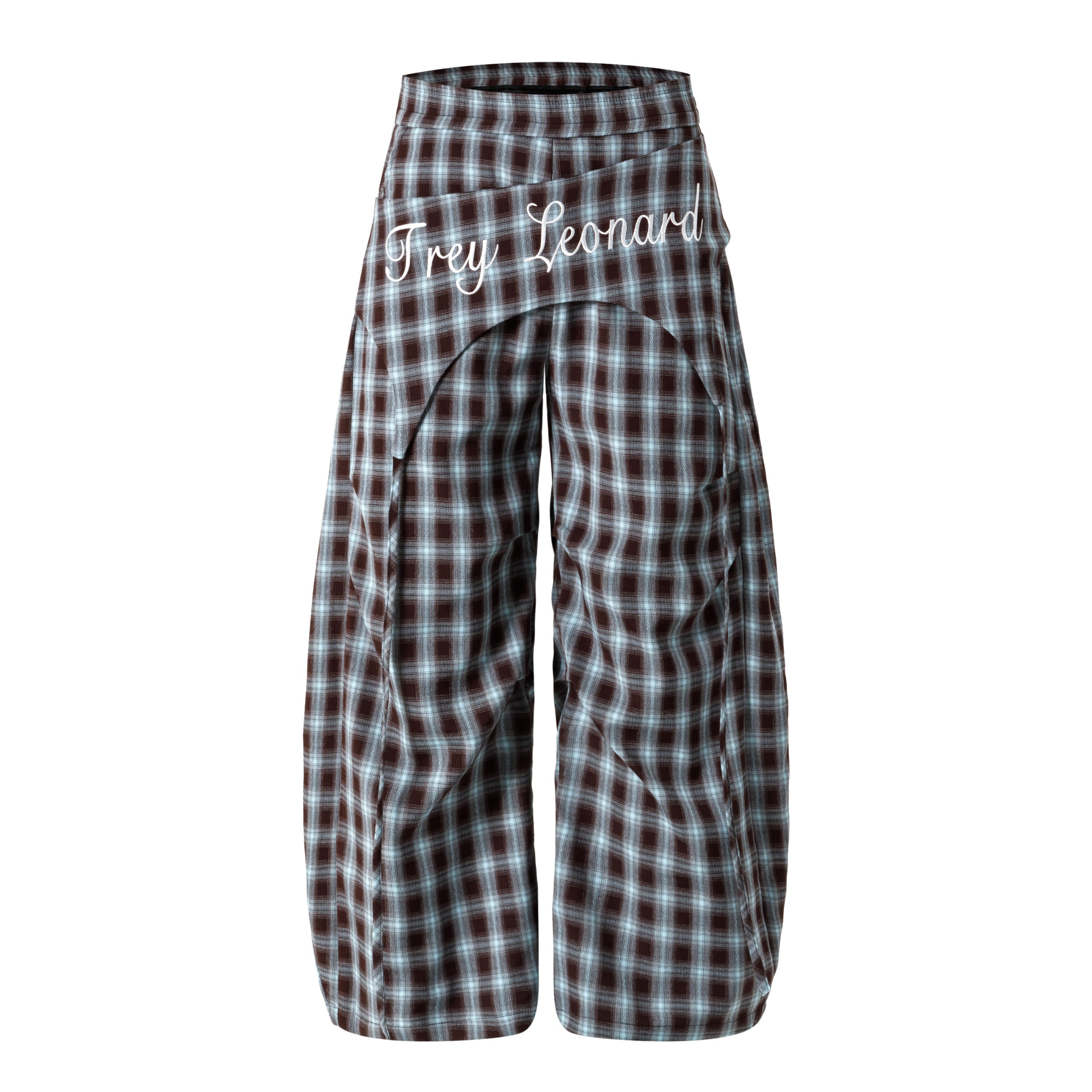 Trey Leonard Plaid Overlay Wide-Leg Pants | SEAKOFF
