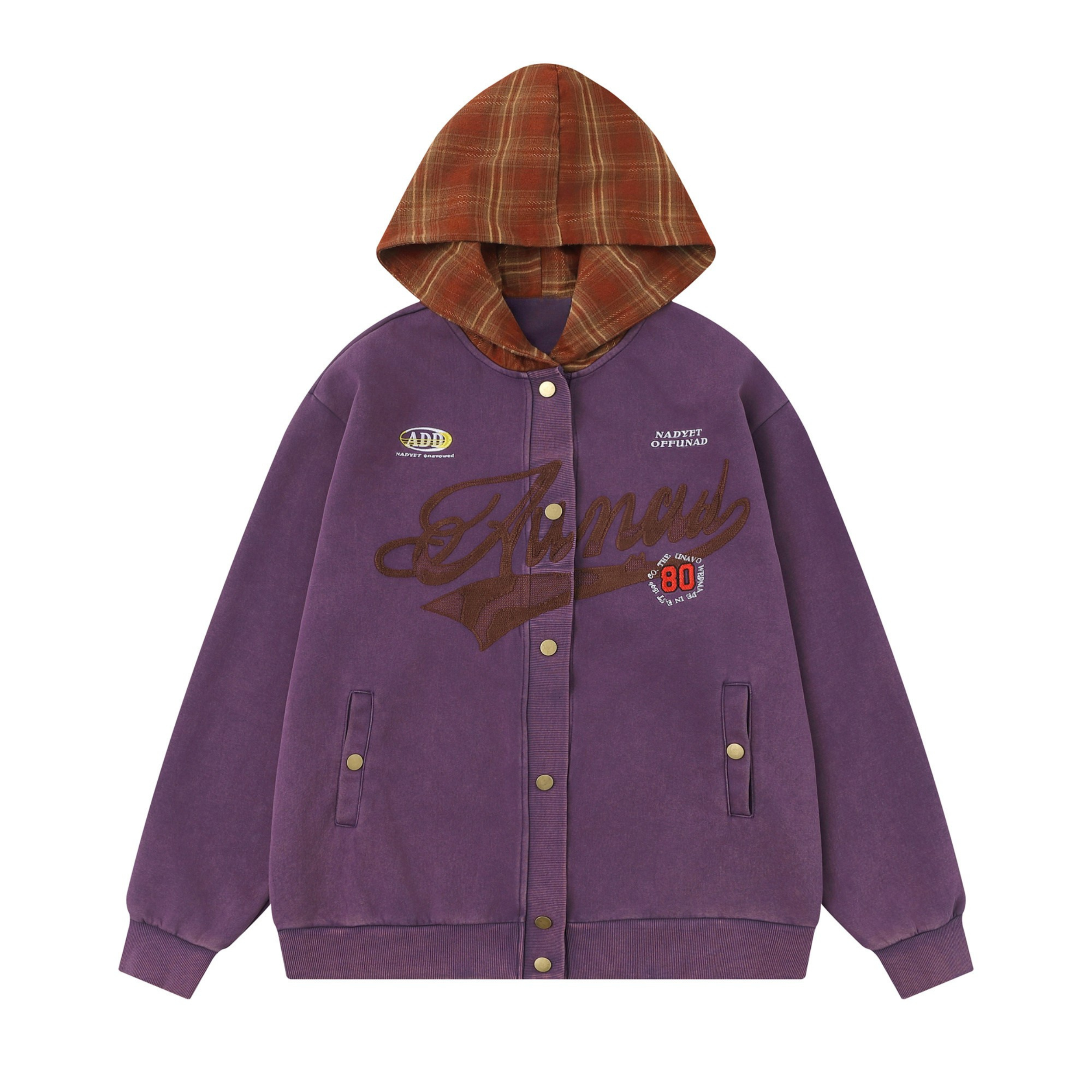 Omirad Vintage Hooded Varsity Jacket | Chenille Patch Streetwear