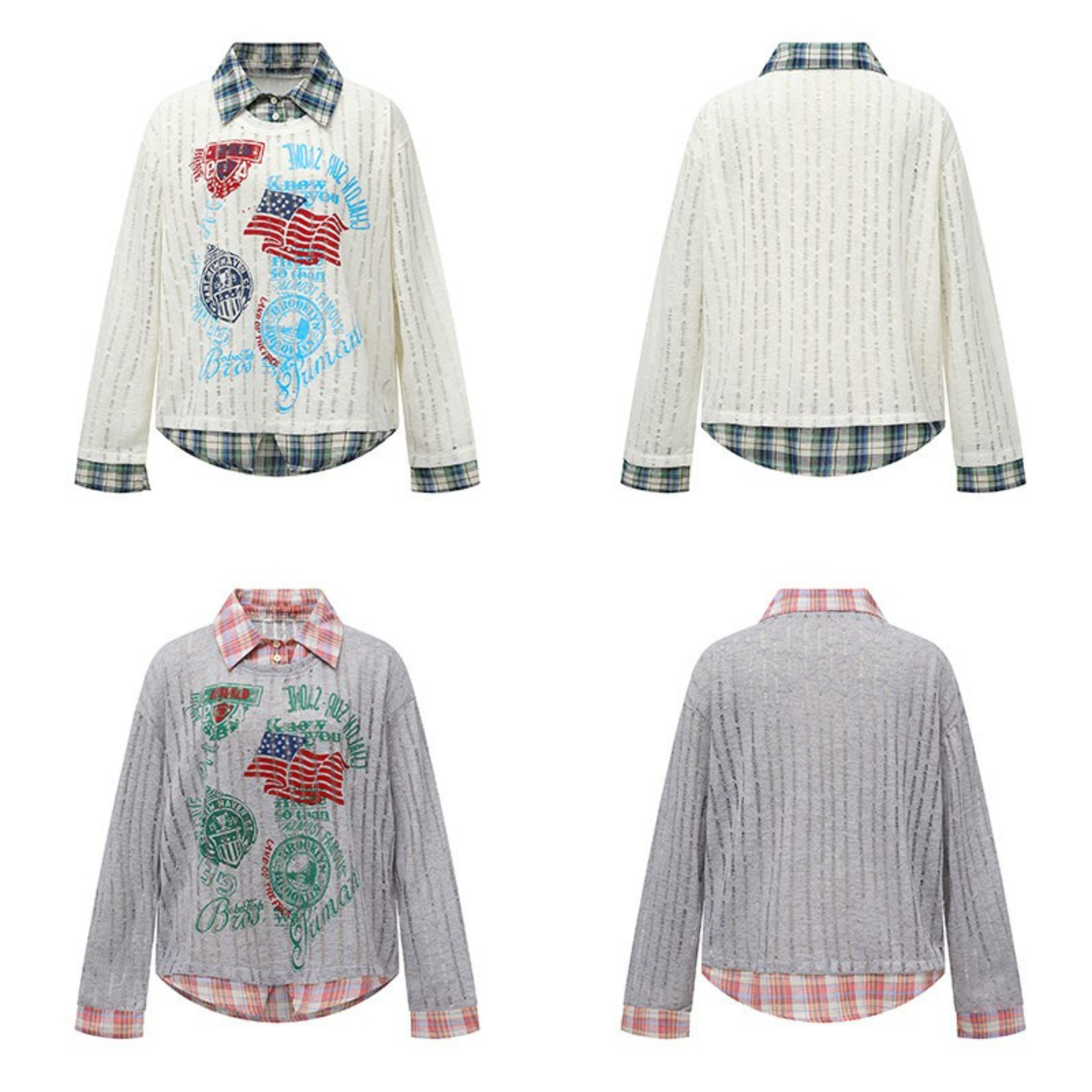 Omirad Patchwork Graphic Shirt | Retro College Street Style