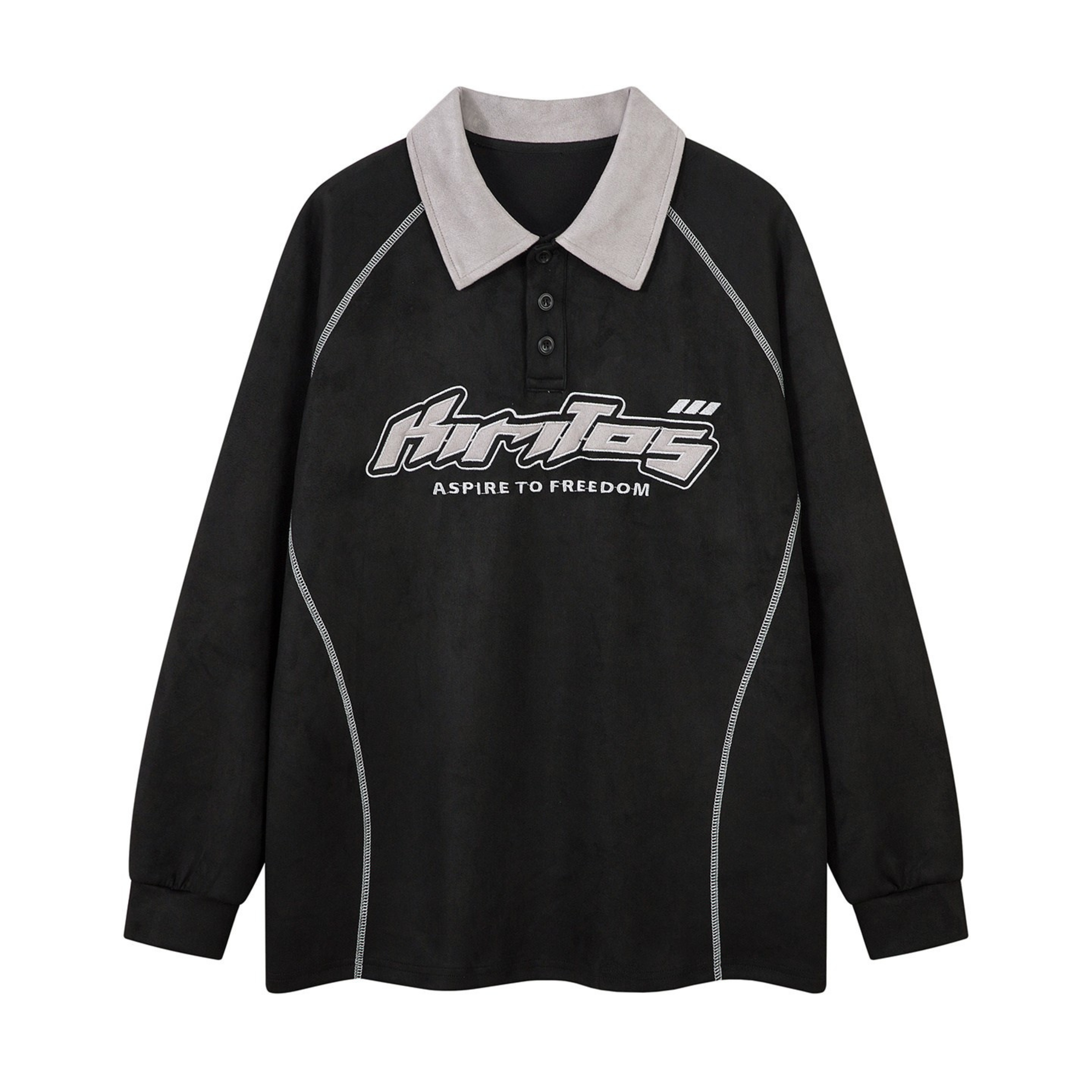 Contrast Panel Racing Long-Sleeve Polo Shirt | Streetwear