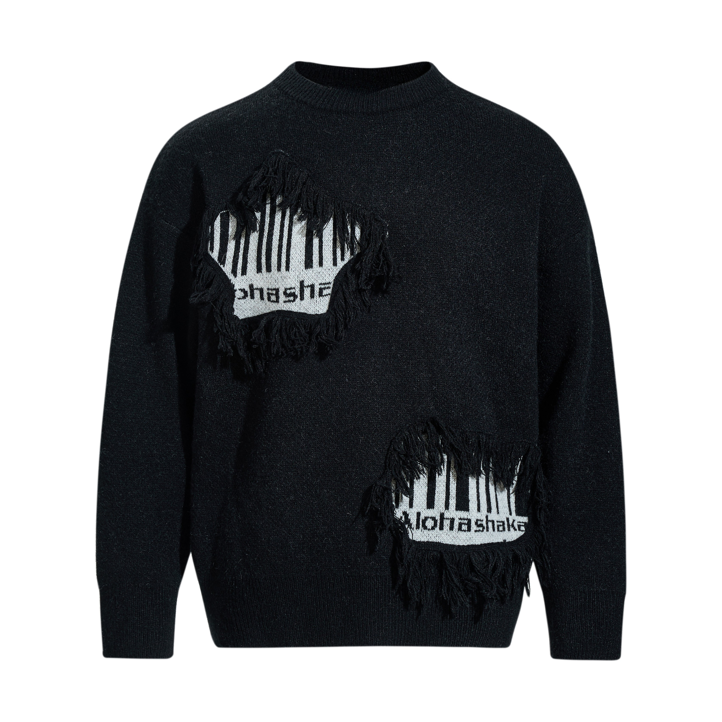 Omirad Fringe Patch Knit Sweater | Deconstructed Streetwear