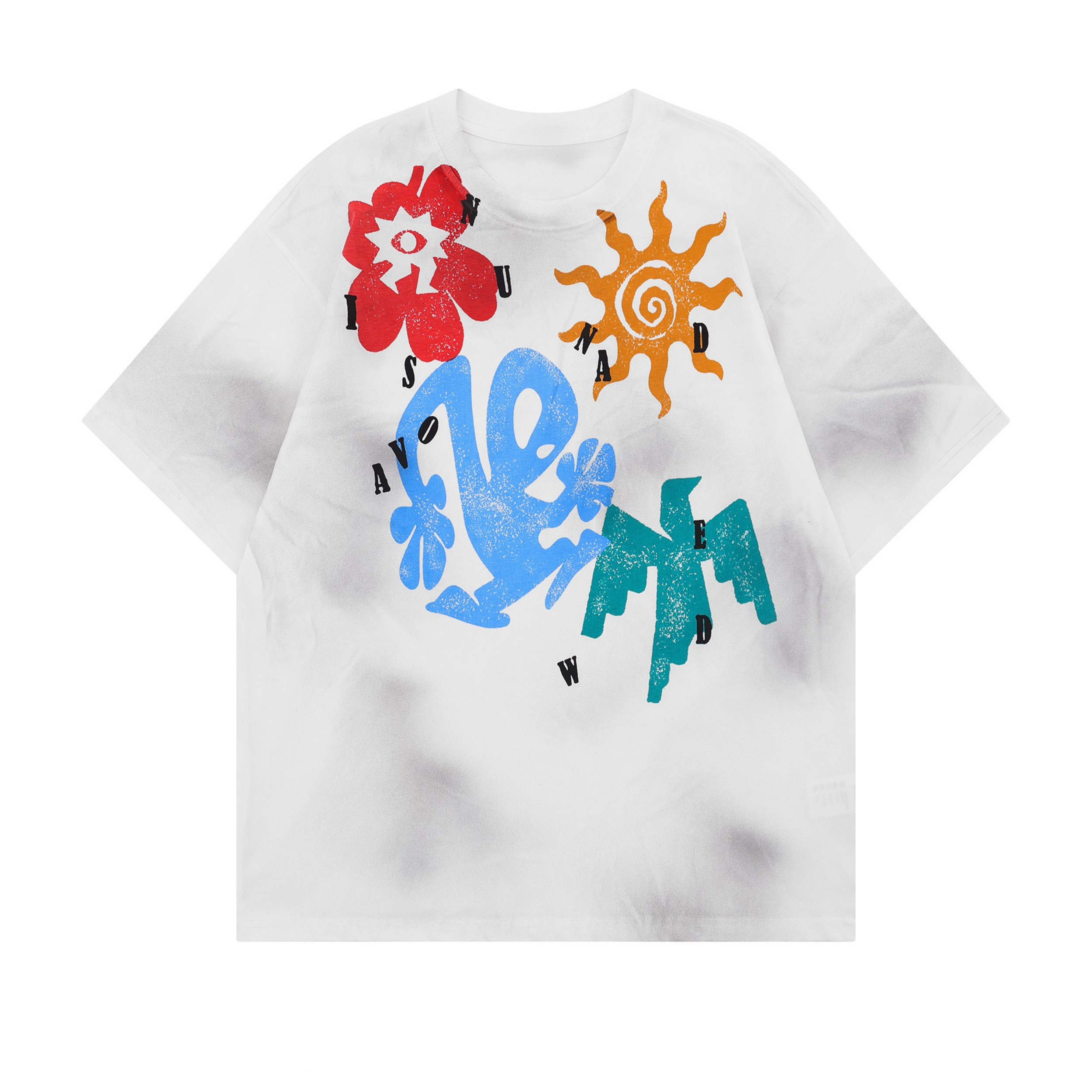 Omirad Multi-Color Graphic Tee | Washed Cloud-Dye Streetwear