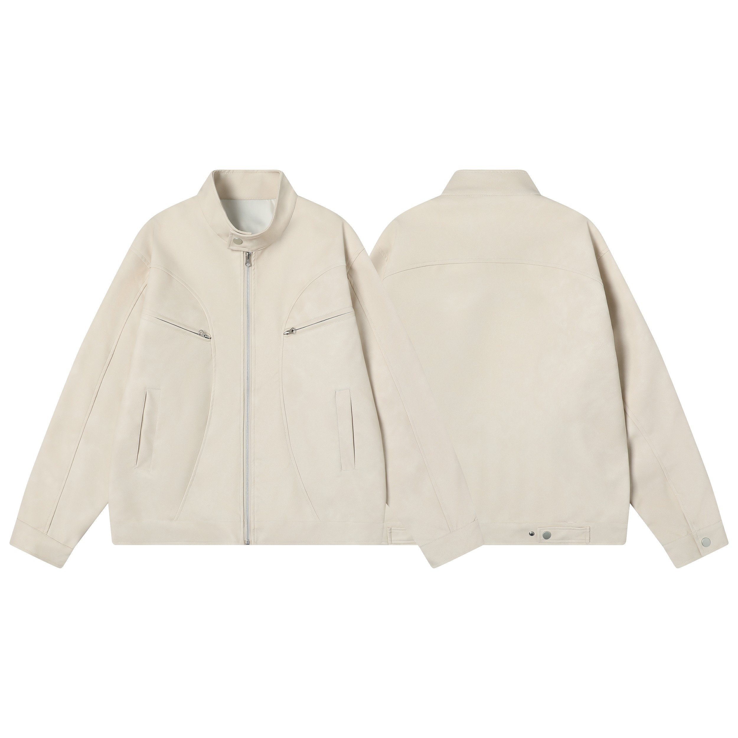 Stand Collar PU Zip Jacket | Minimal Street Style