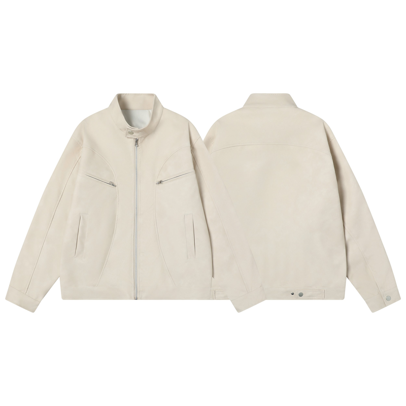 Stand Collar PU Zip Jacket | Minimal Street Style