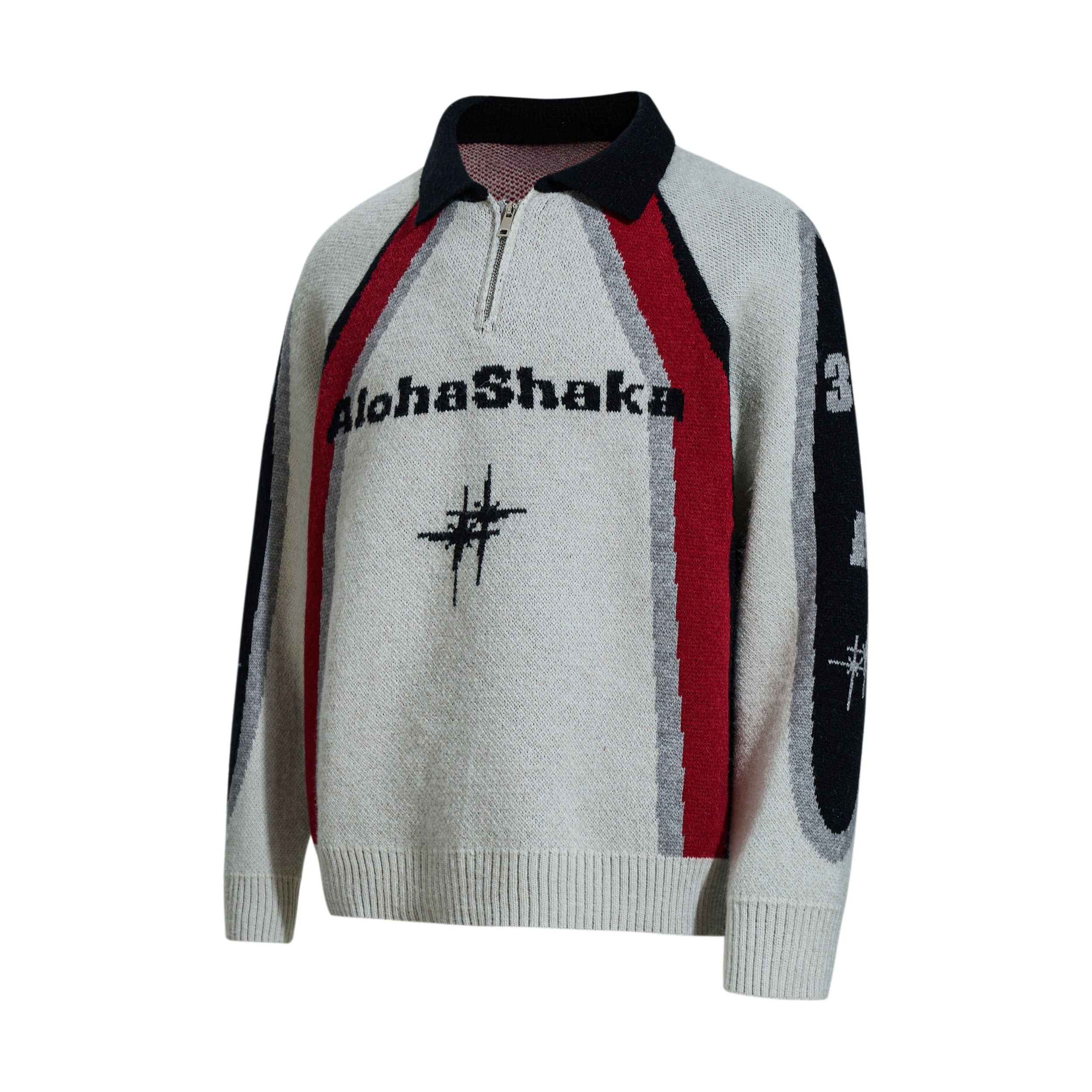 Retro Colorblock Half-Zip Knit Sweater | AlohaShaka Graphic