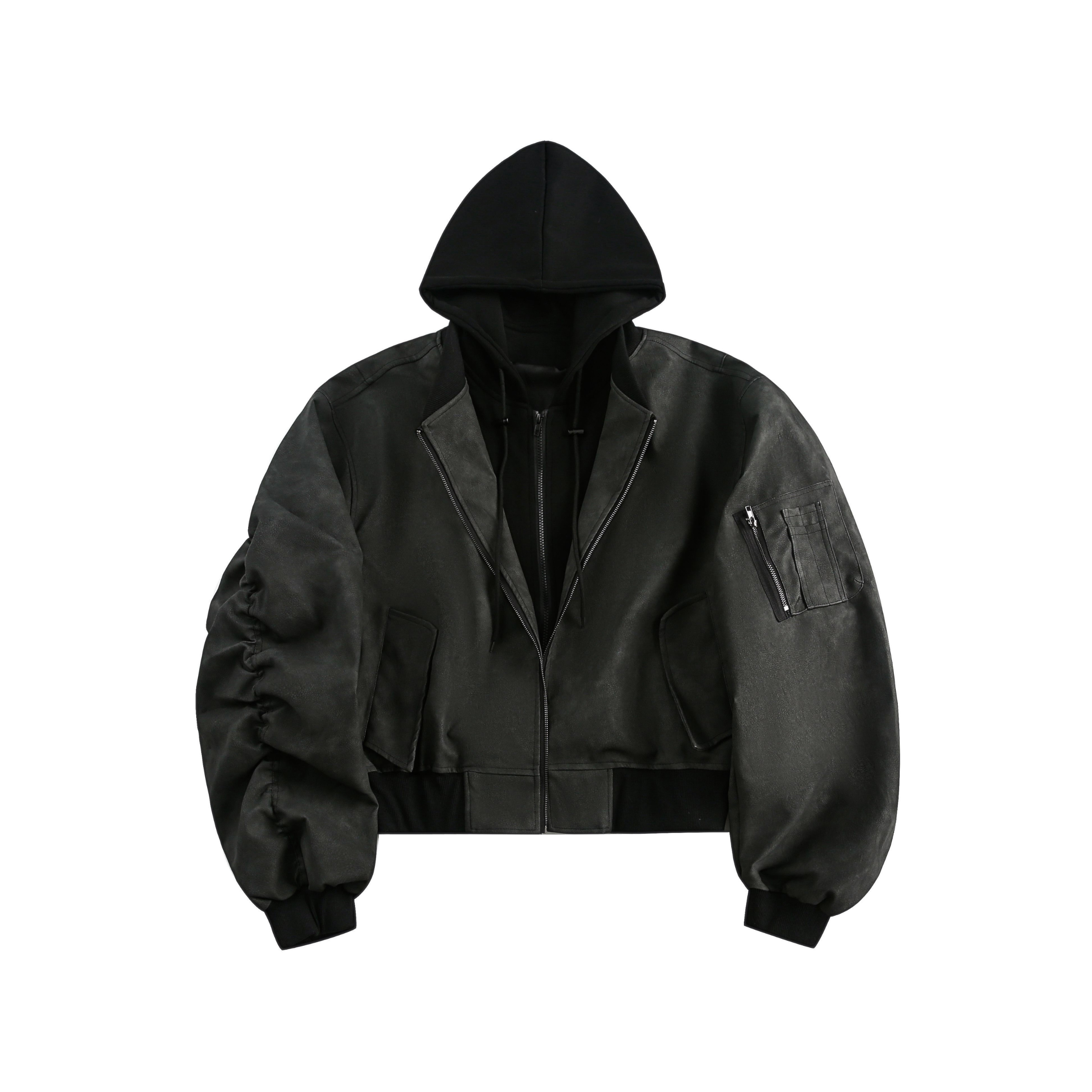 Omirad Cropped Bomber Jacket with Built-In Hood | Streetwear
