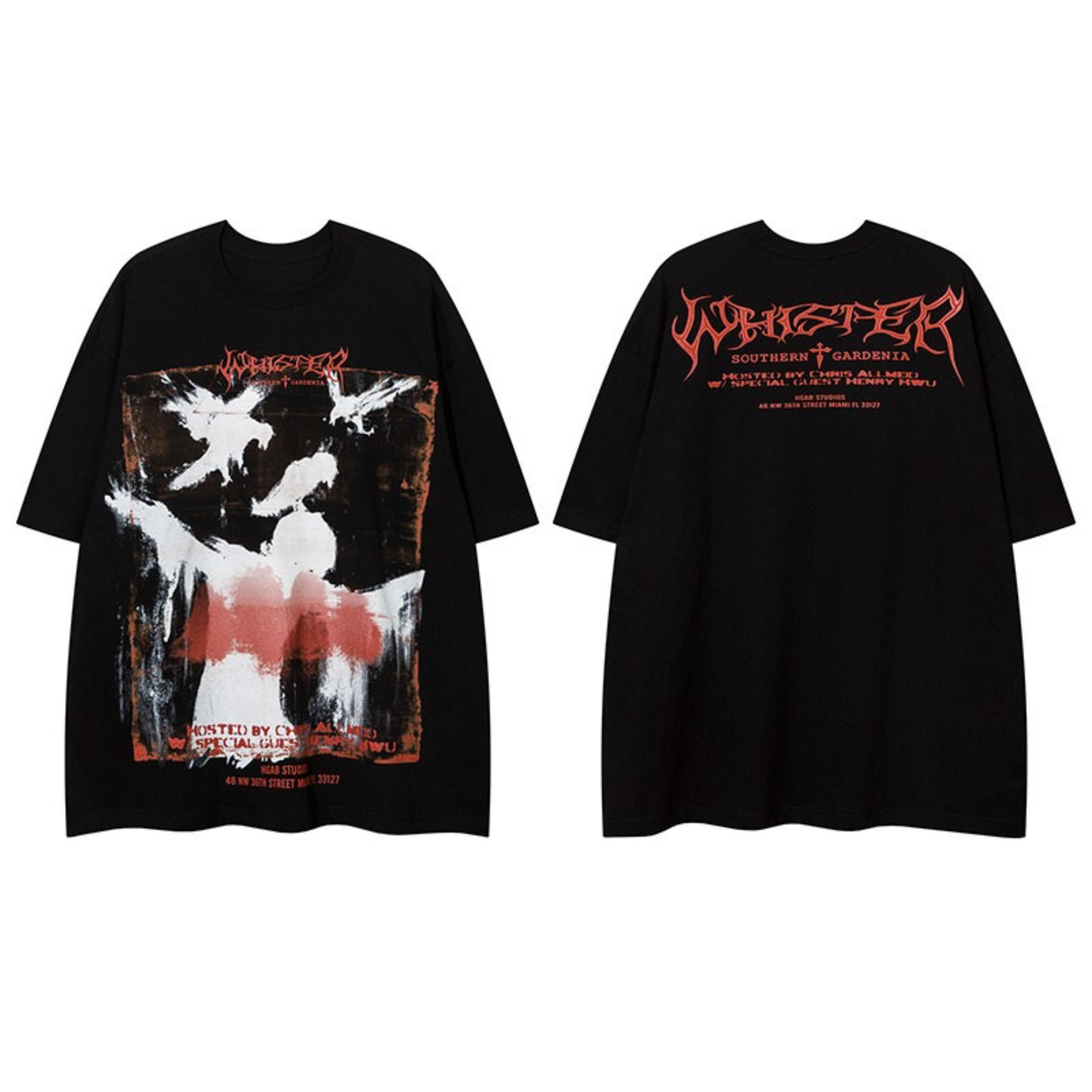 Distressed Raven Graphic Oversized Tee | Gothic Streetwear