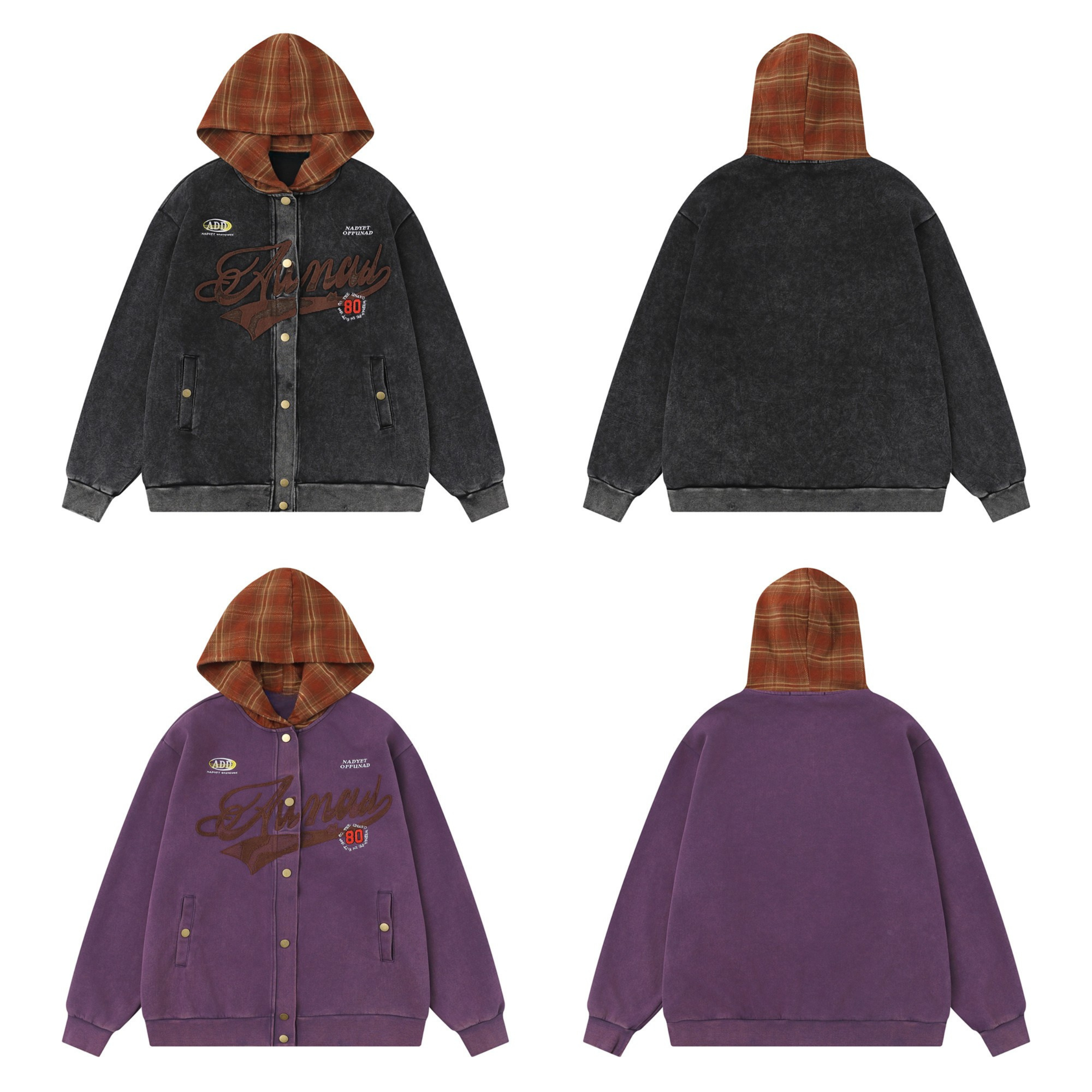 Omirad Vintage Hooded Varsity Jacket | Chenille Patch Streetwear