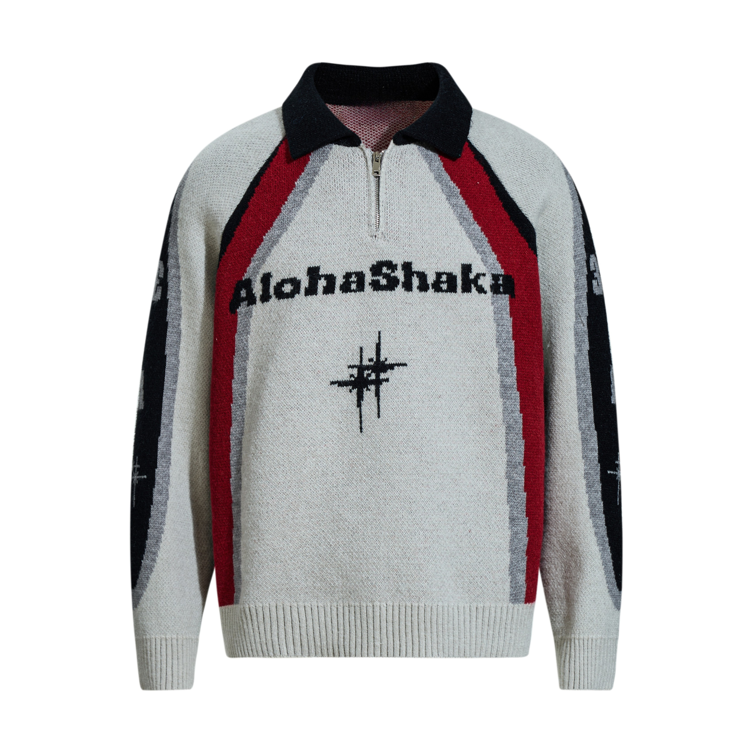 Retro Colorblock Half-Zip Knit Sweater | AlohaShaka Graphic