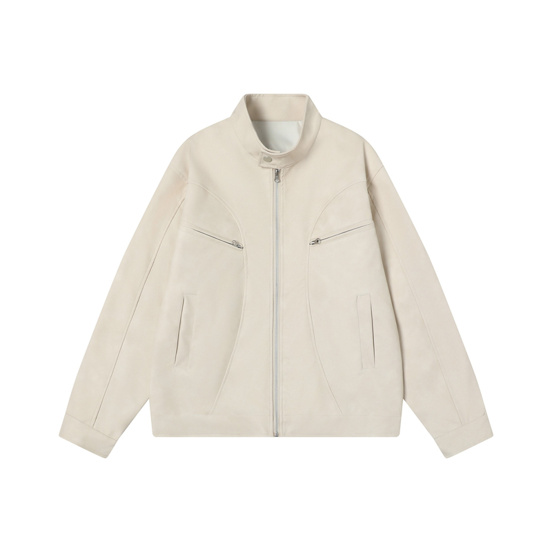 Stand Collar PU Zip Jacket | Minimal Street Style
