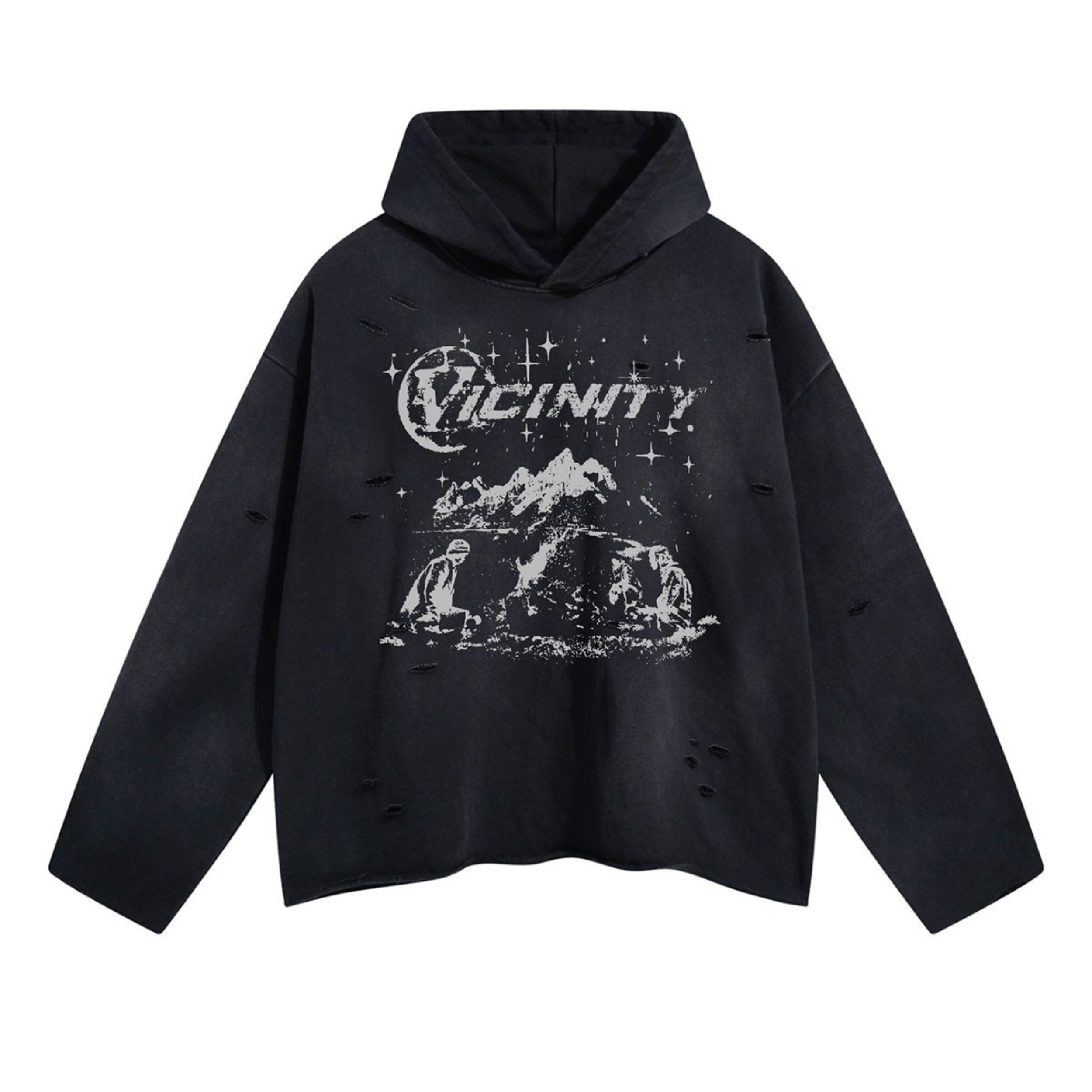 Vicinity Graphic Distressed Hoodie | Streetwear Oversized Fit