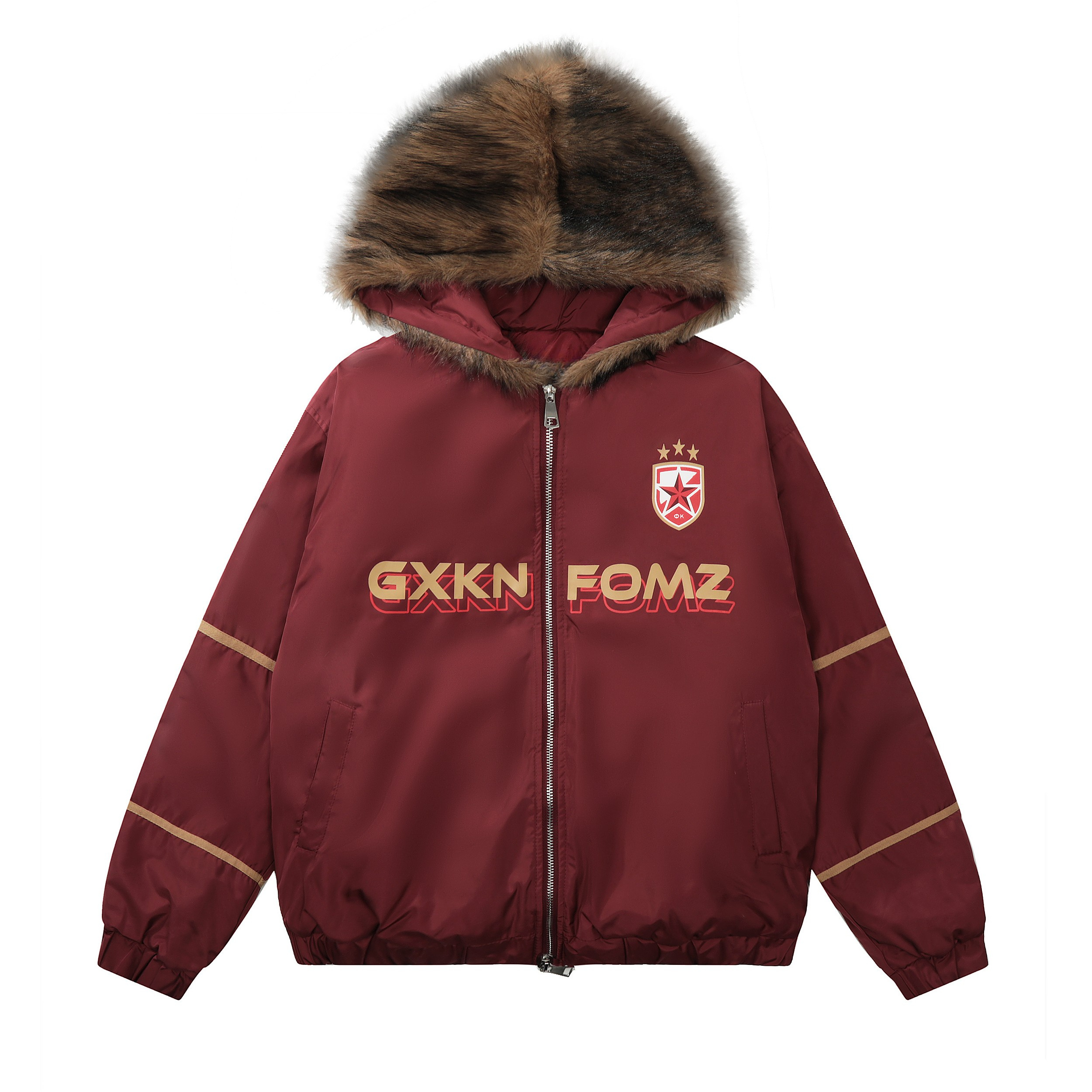 GXKN FOMZ Fur-Trim Hooded Puffer Jacket | Winter Streetwear