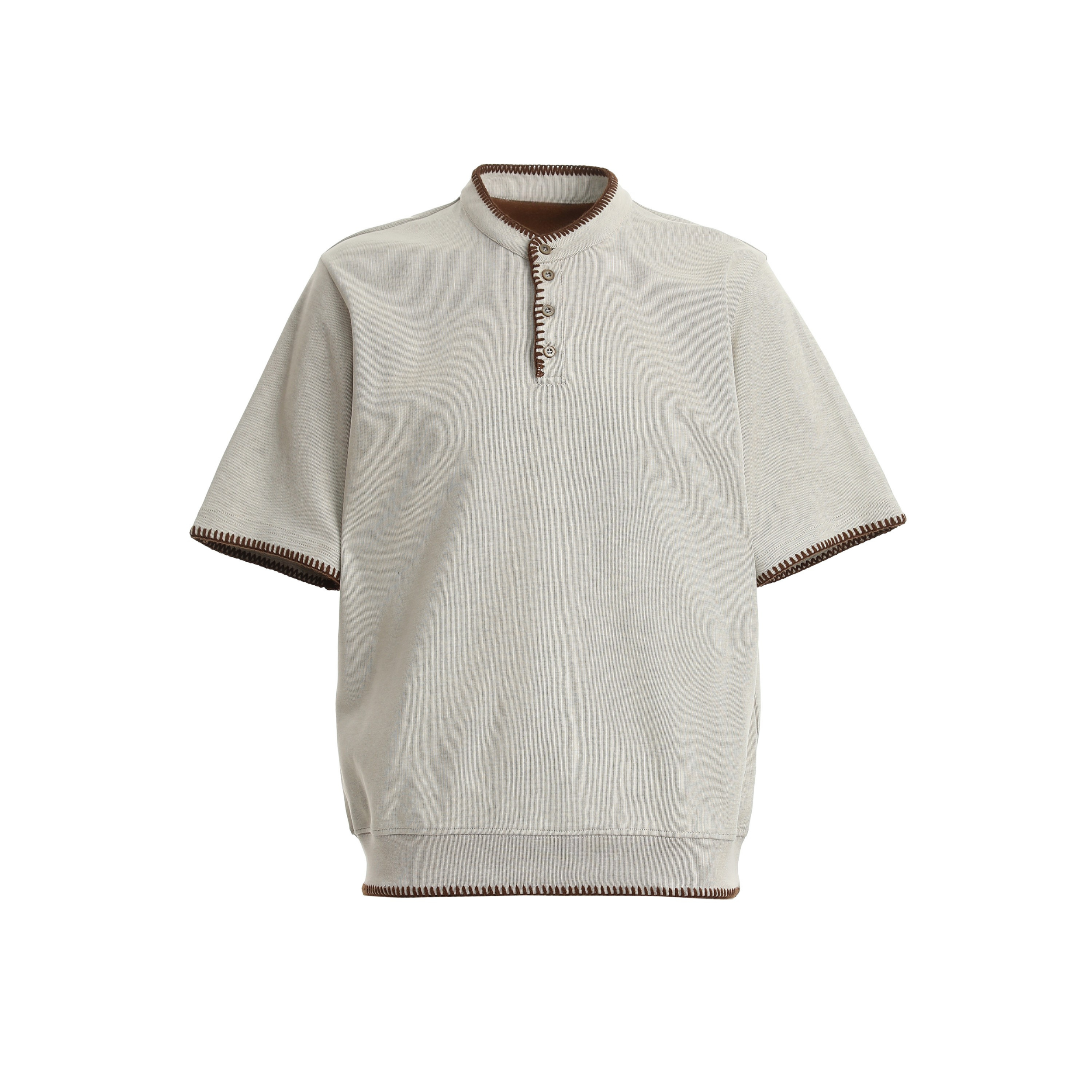 Omirad Contrast Stitch Henley Tee | Relaxed Fit Street Casual