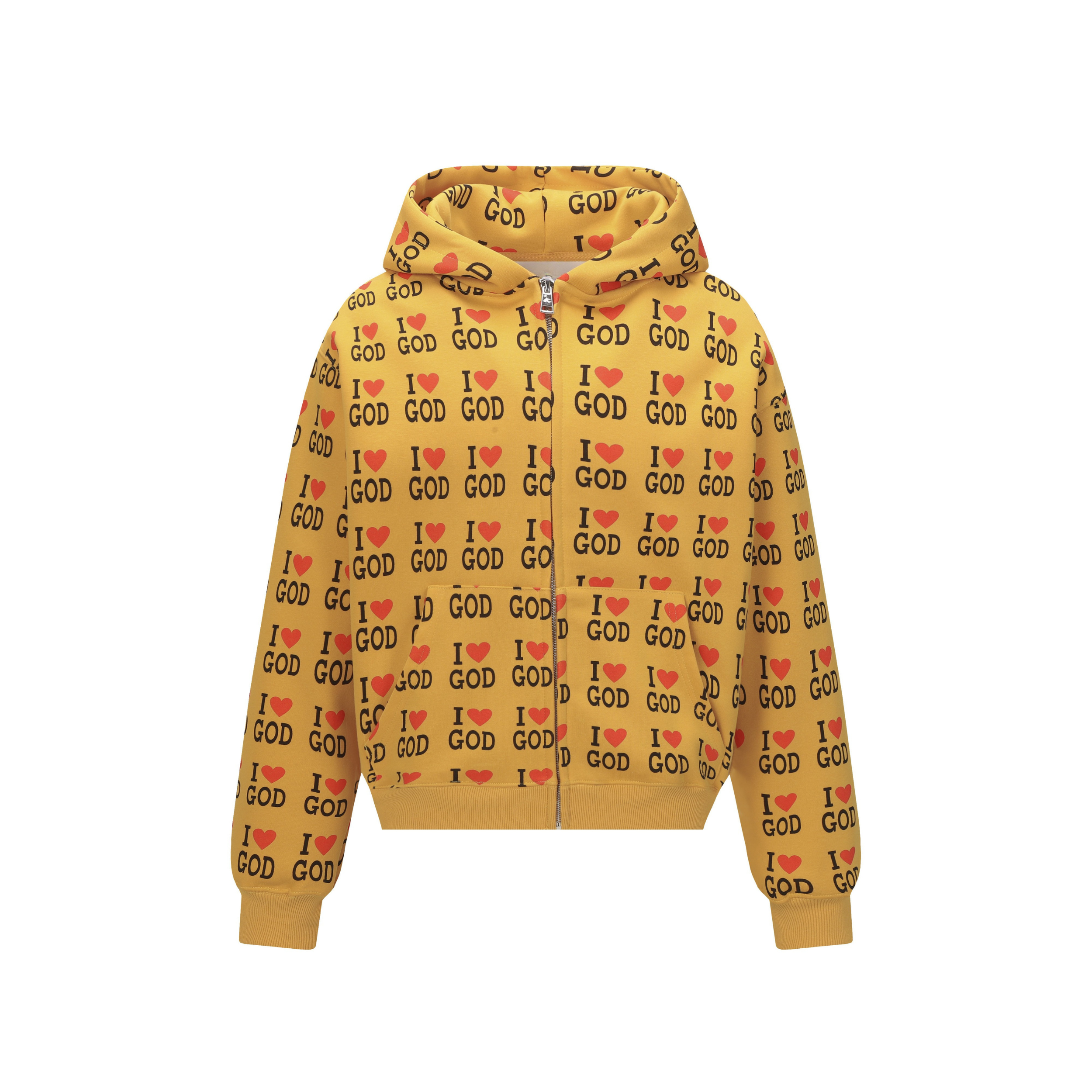 Omirad I Love God Zip Hoodie | All-Over Print Streetwear