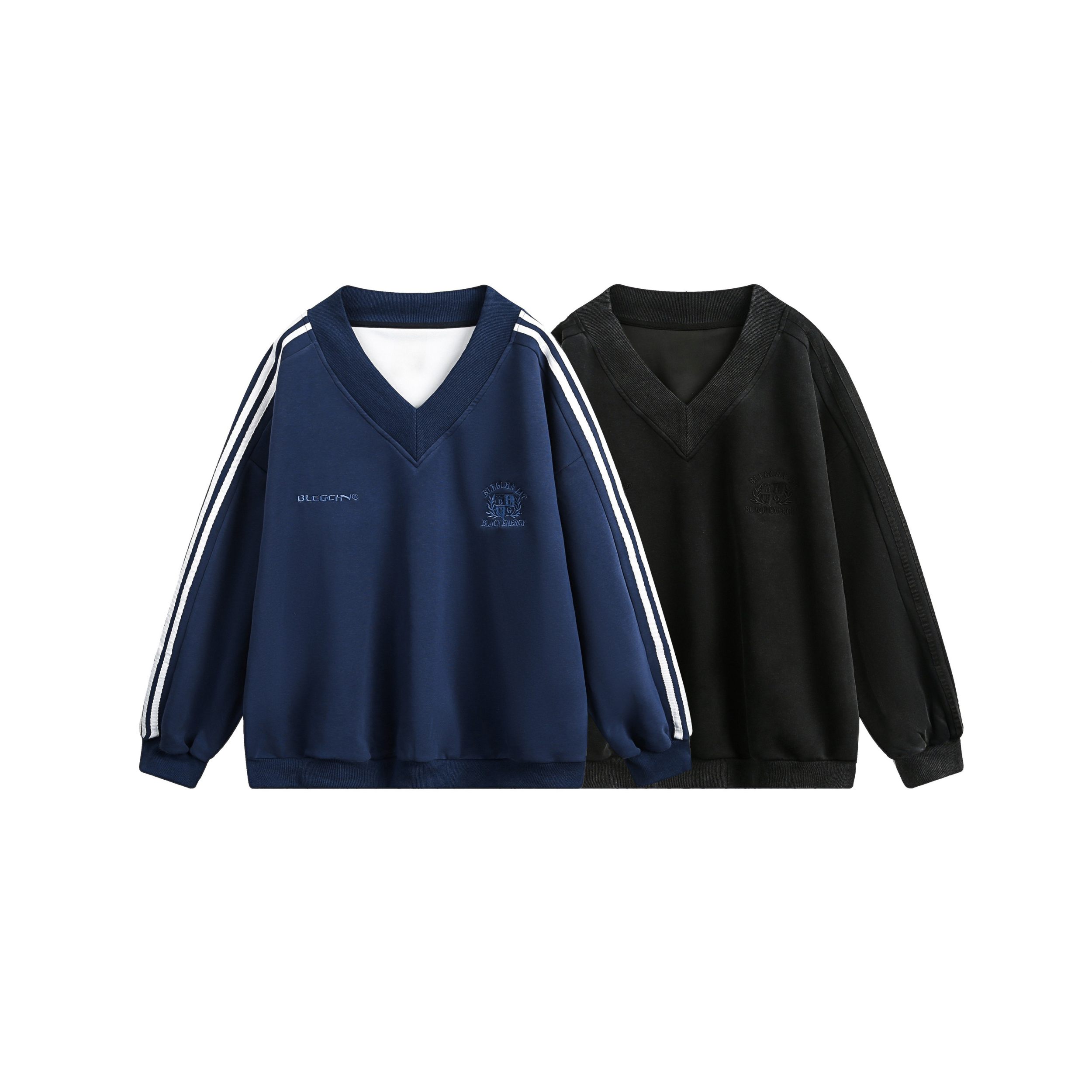Varsity Stripe V-Neck Pullover Sweatshirt | Relaxed Fit