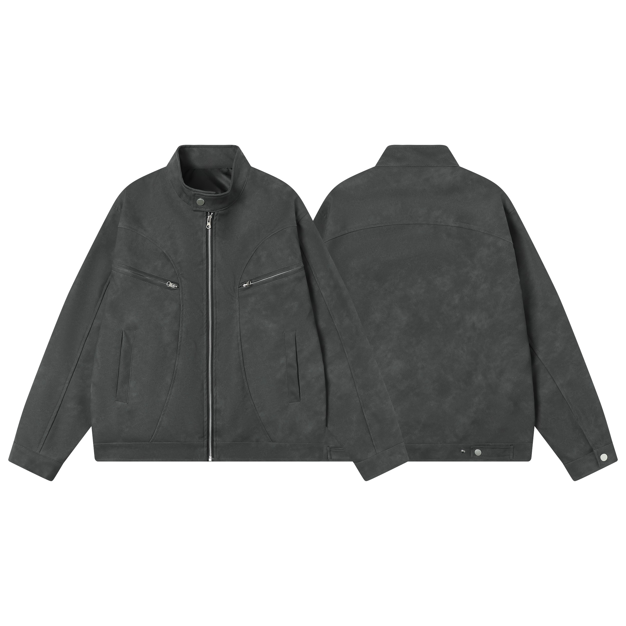 Stand Collar PU Zip Jacket | Minimal Street Style