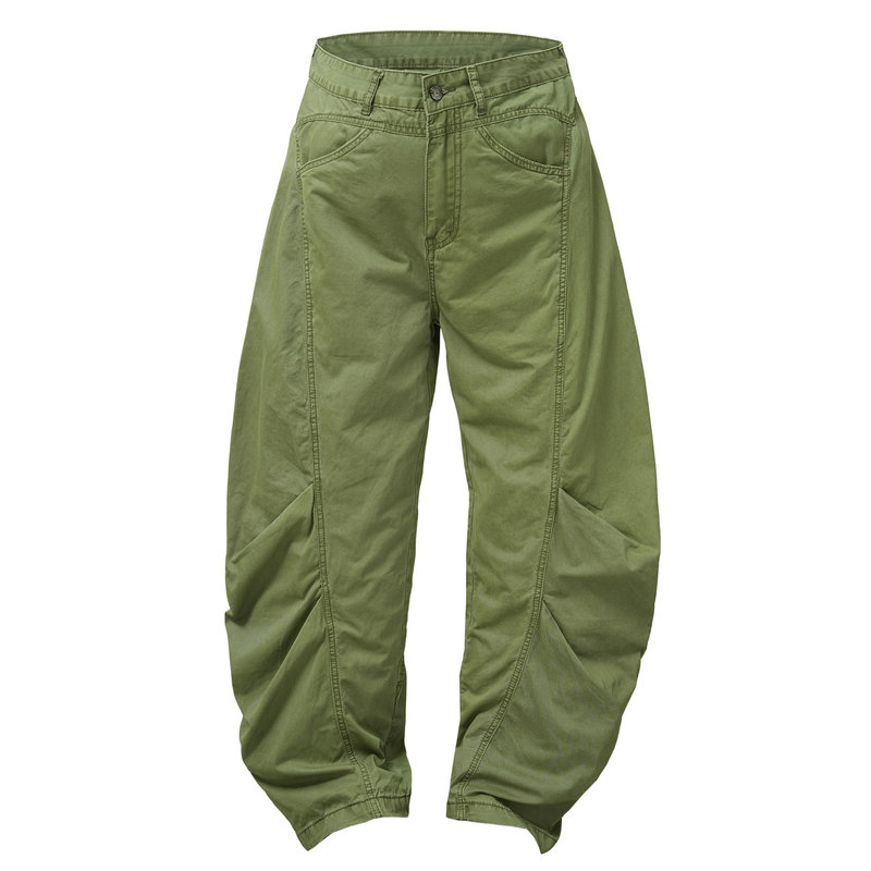Balloon Fit Utility Cotton Pants | Curved Panel Streetwear