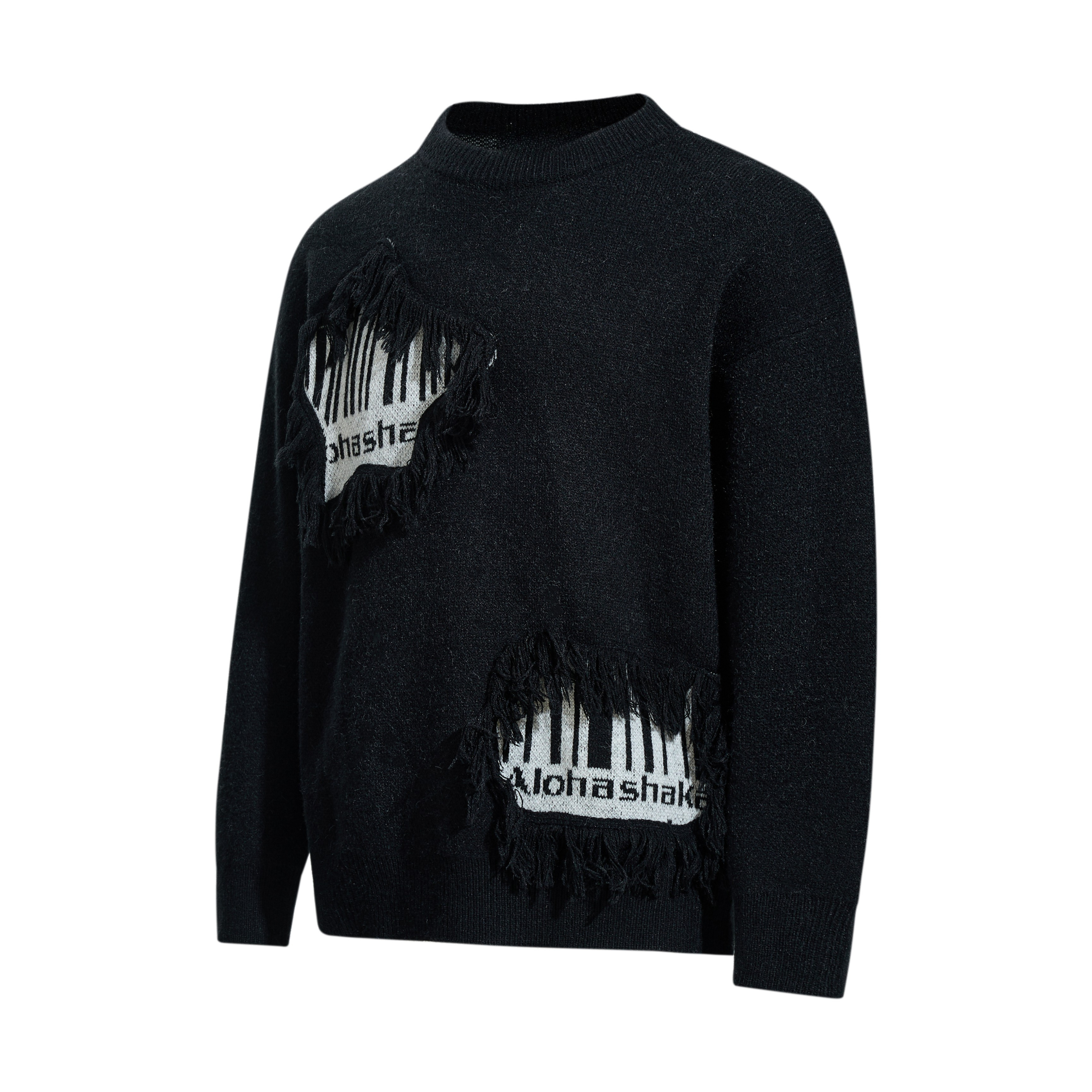 Omirad Fringe Patch Knit Sweater | Deconstructed Streetwear