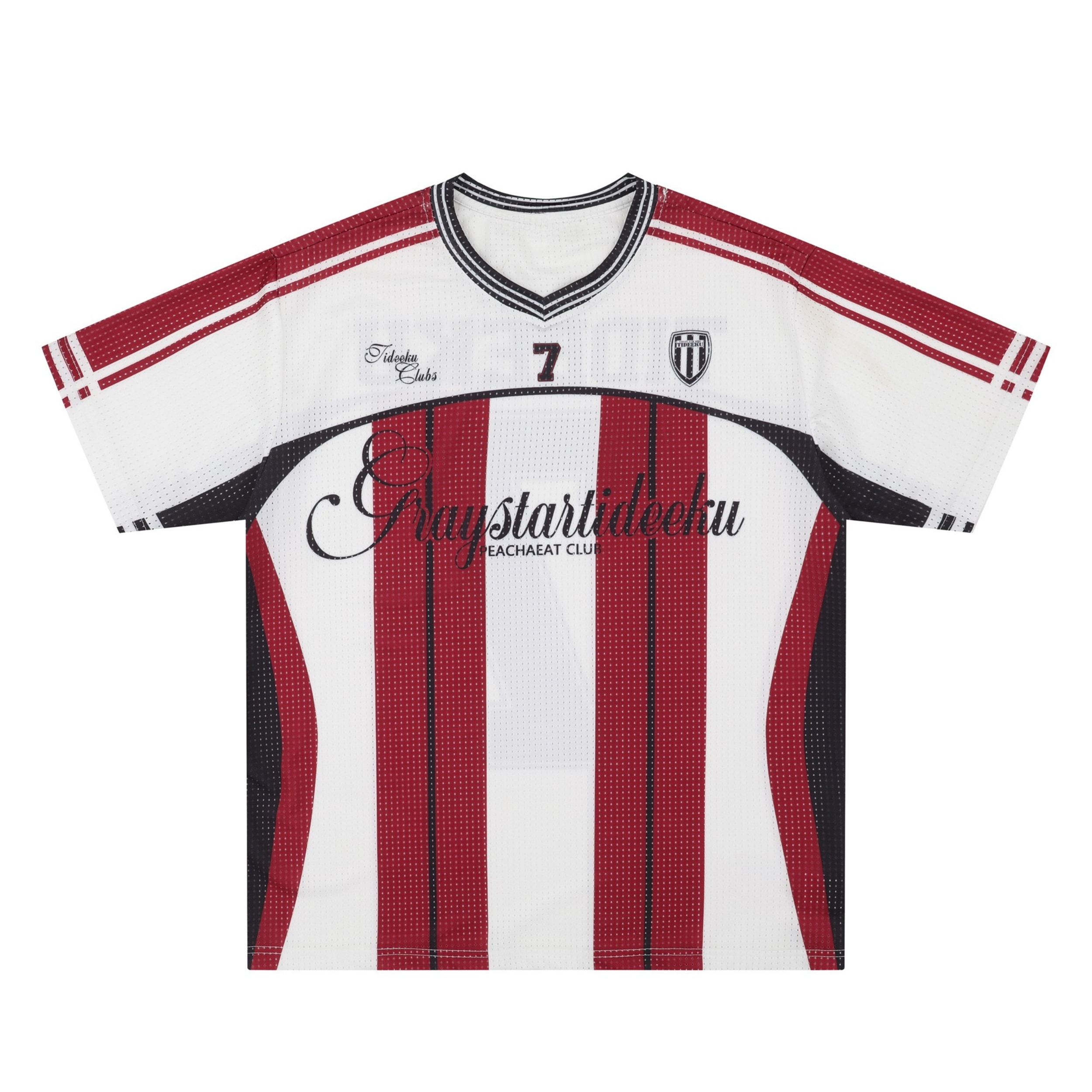 Tideeku No.7 Striped Mesh Football Jersey | Streetwear