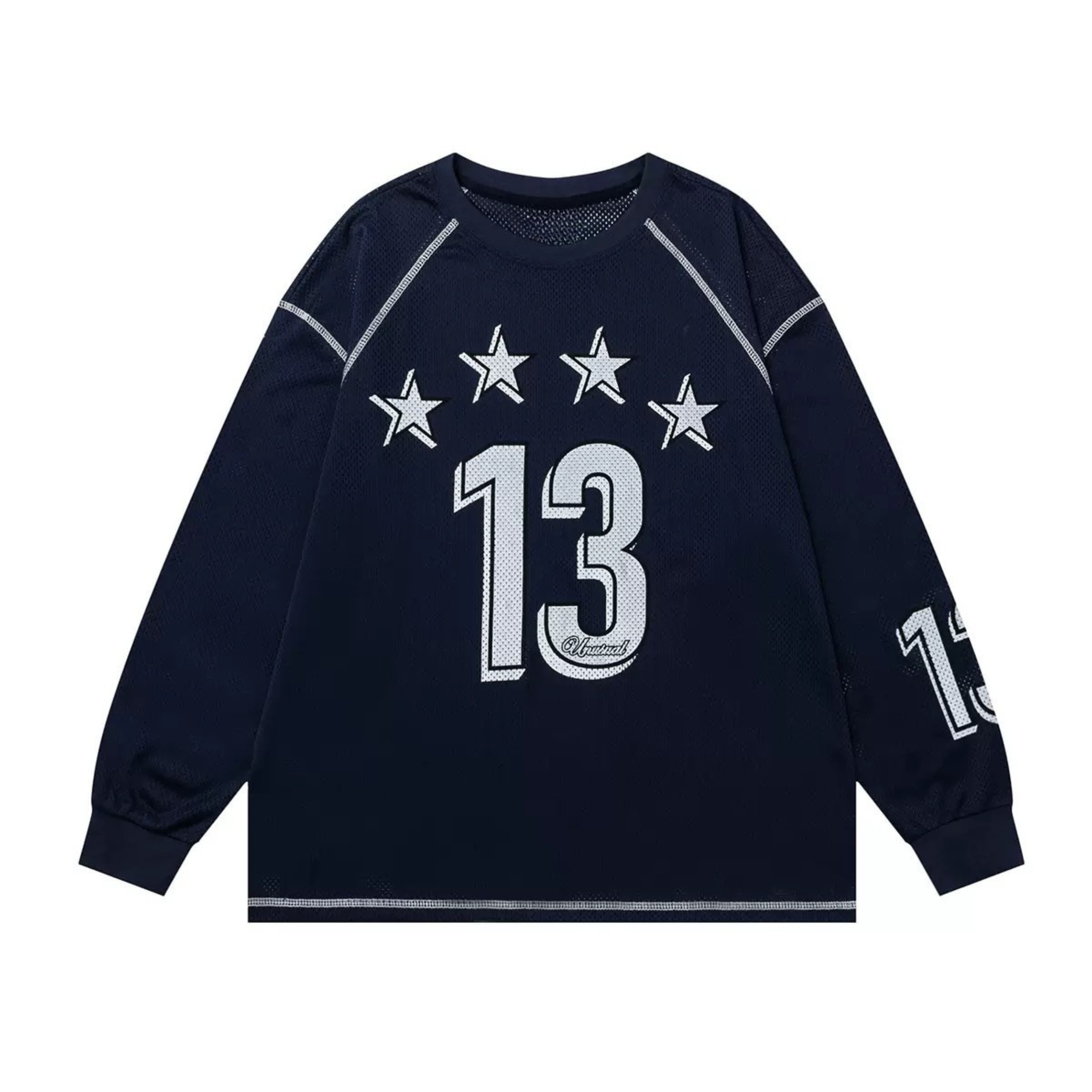 Star 13 Long-Sleeve Mesh Jersey | Oversized Streetwear Top