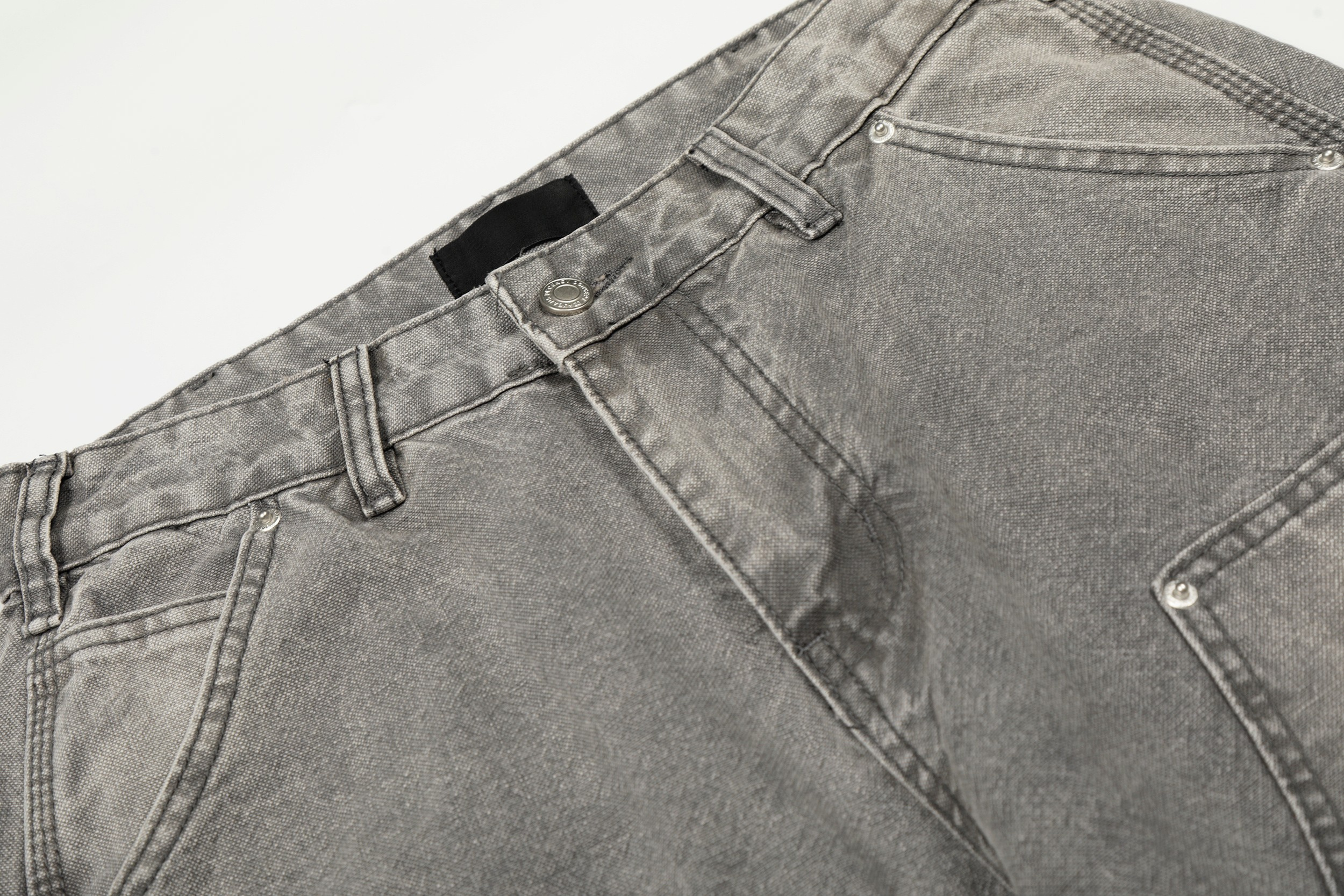 Washed Distressed Utility Carpenter Jeans | Wide Leg