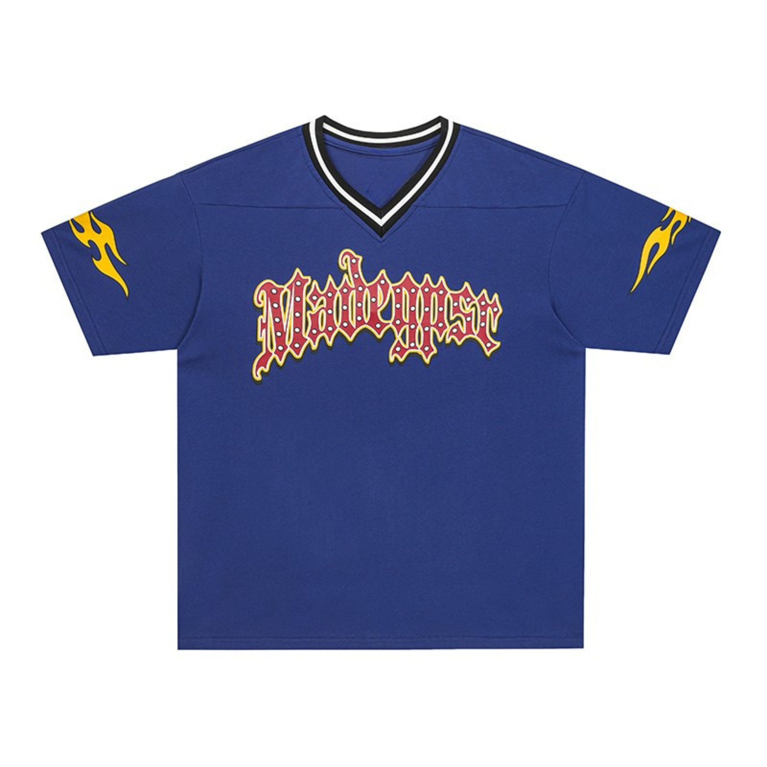 MadeGypsr Gothic Flame Cotton Football Jersey | Streetwear