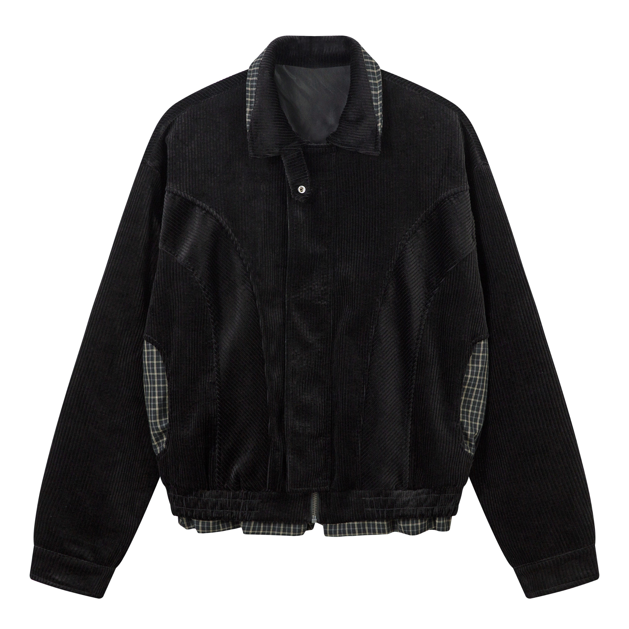 Corduroy Plaid-Lined Zip Jacket | Vintage Streetwear