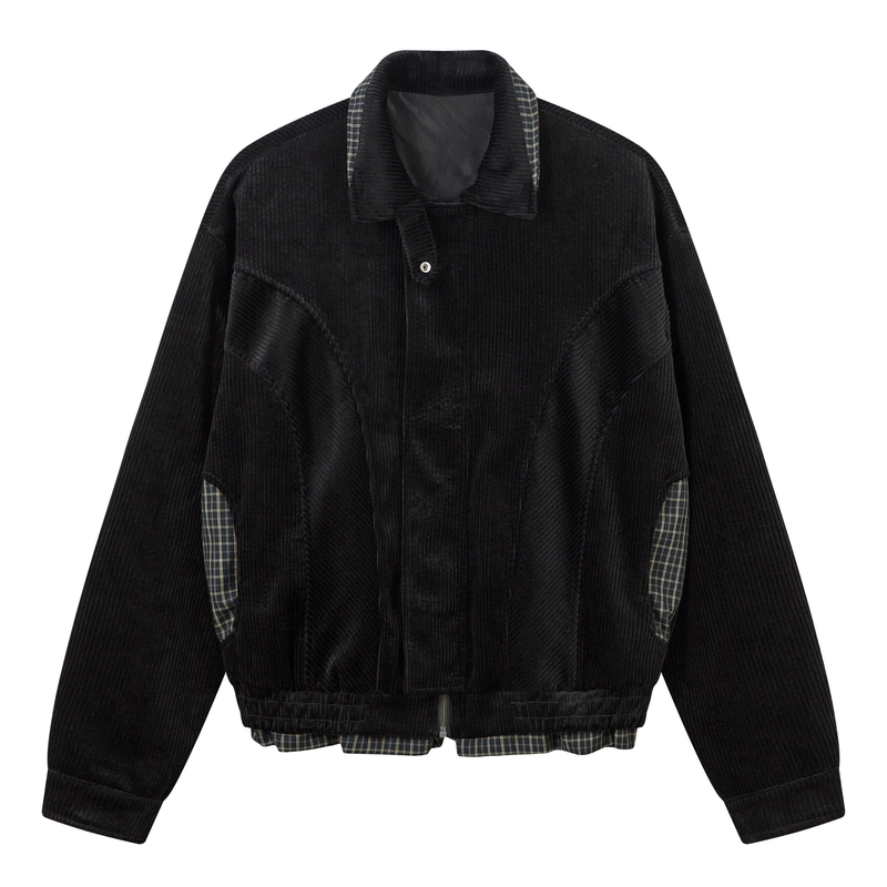 Corduroy Plaid-Lined Zip Jacket | Vintage Streetwear