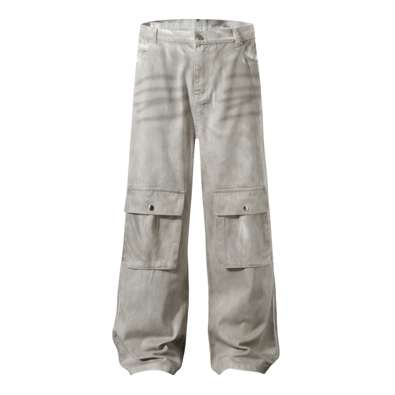 Omirad Washed Cargo Denim Pants | Relaxed Straight-Leg Fit