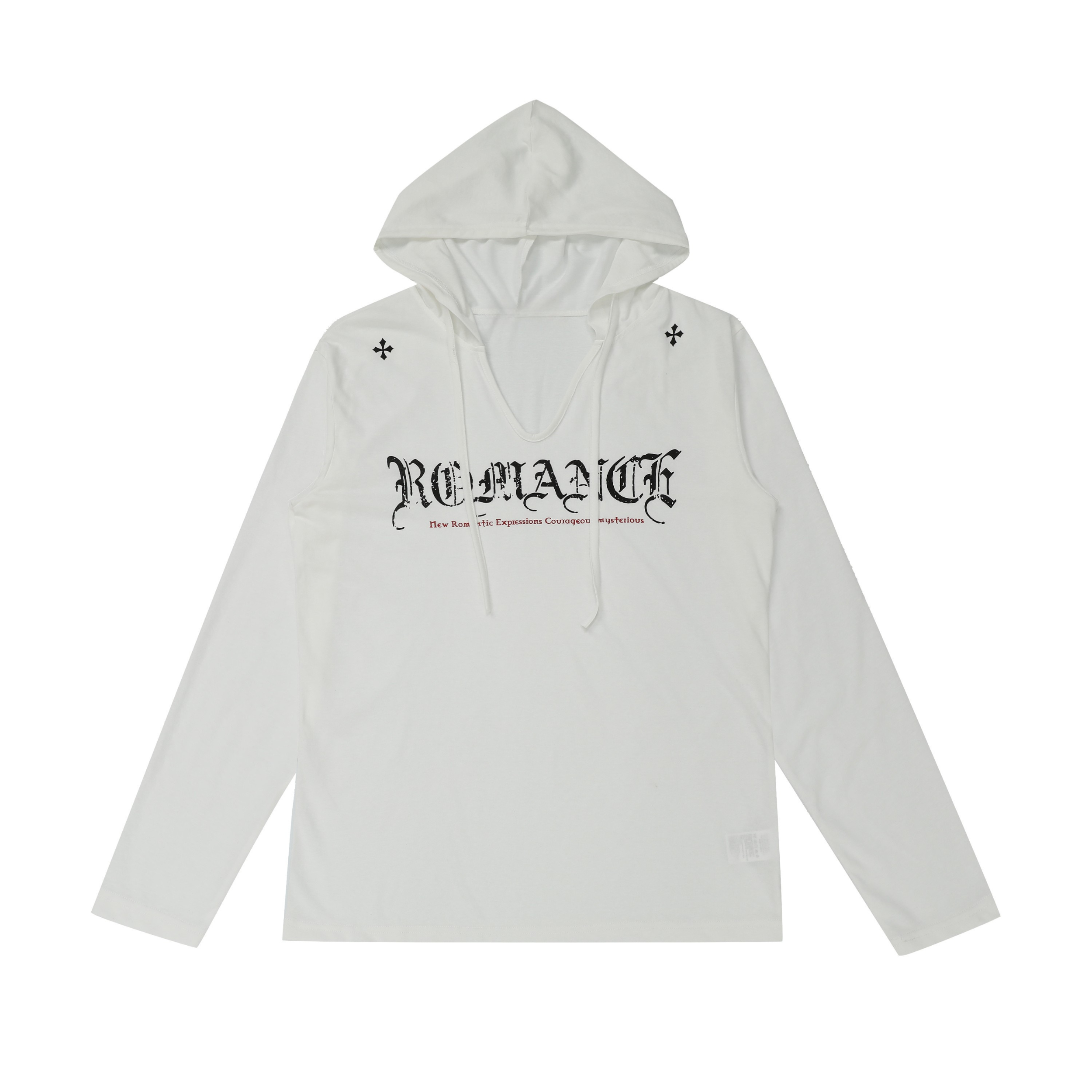 Omirad Gothic Logo V-Neck Hooded Long Sleeve | Streetwear