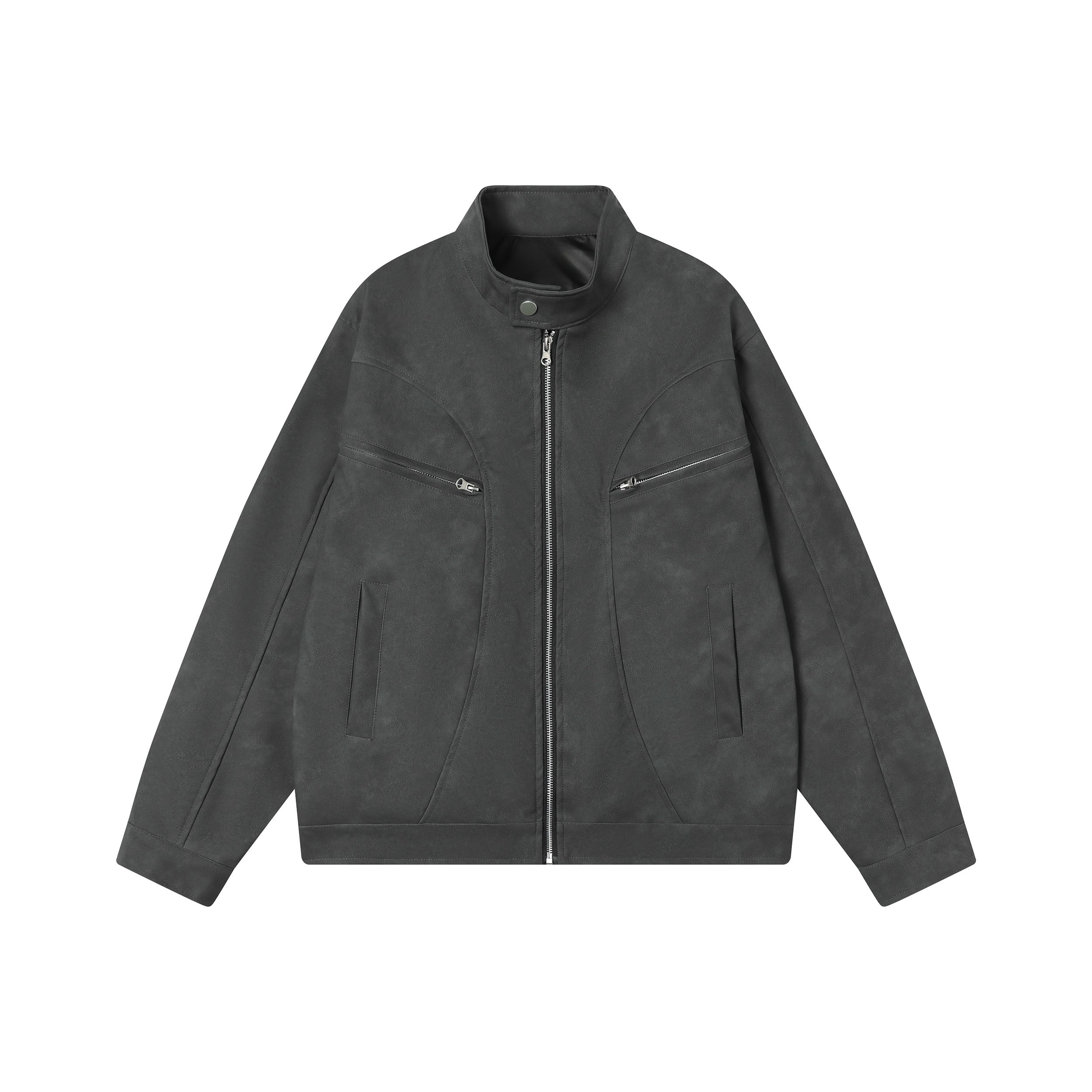 Stand Collar PU Zip Jacket | Minimal Street Style