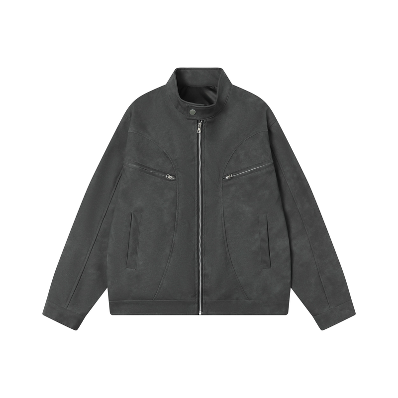 Stand Collar PU Zip Jacket | Minimal Street Style