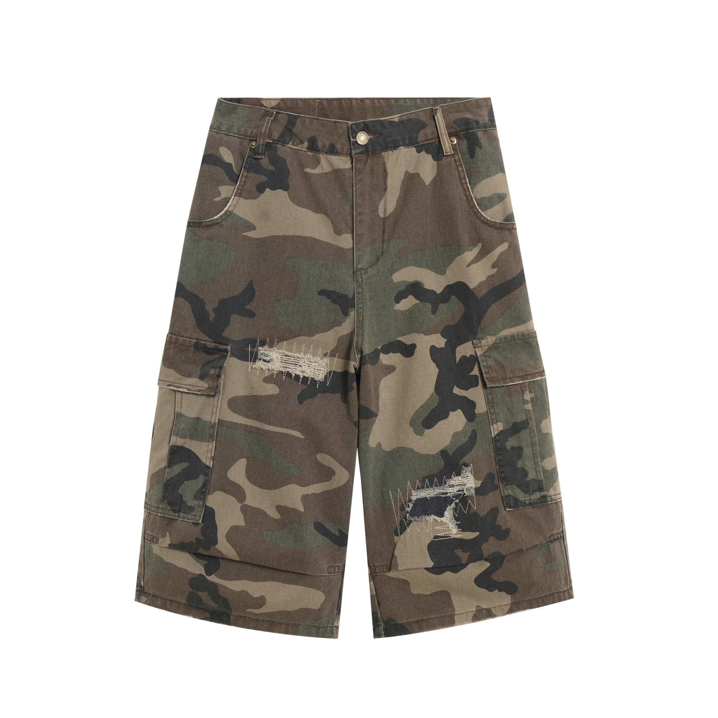 Omirad Distressed Camo Cargo Shorts | Military Streetwear