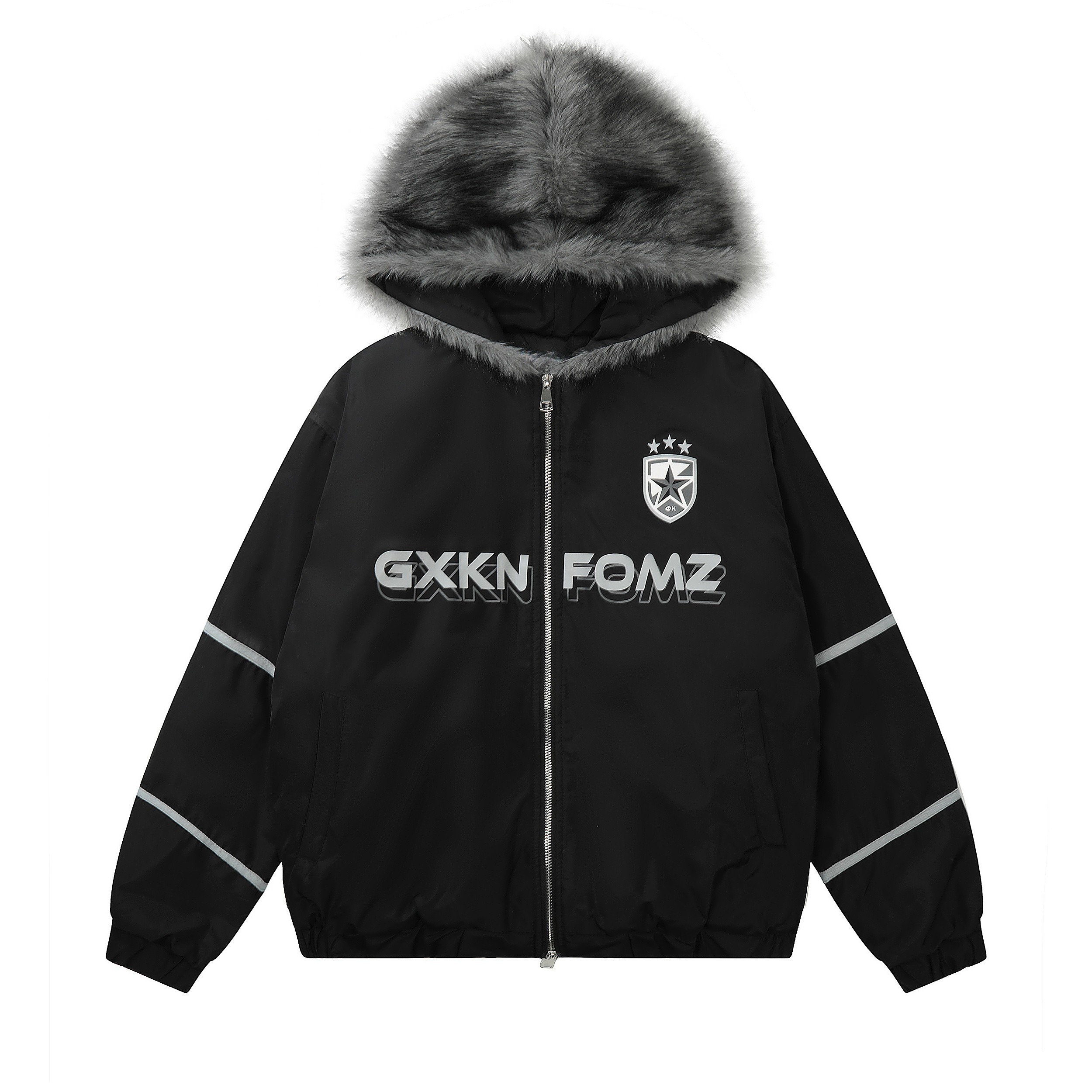 GXKN FOMZ Fur-Trim Hooded Puffer Jacket | Winter Streetwear