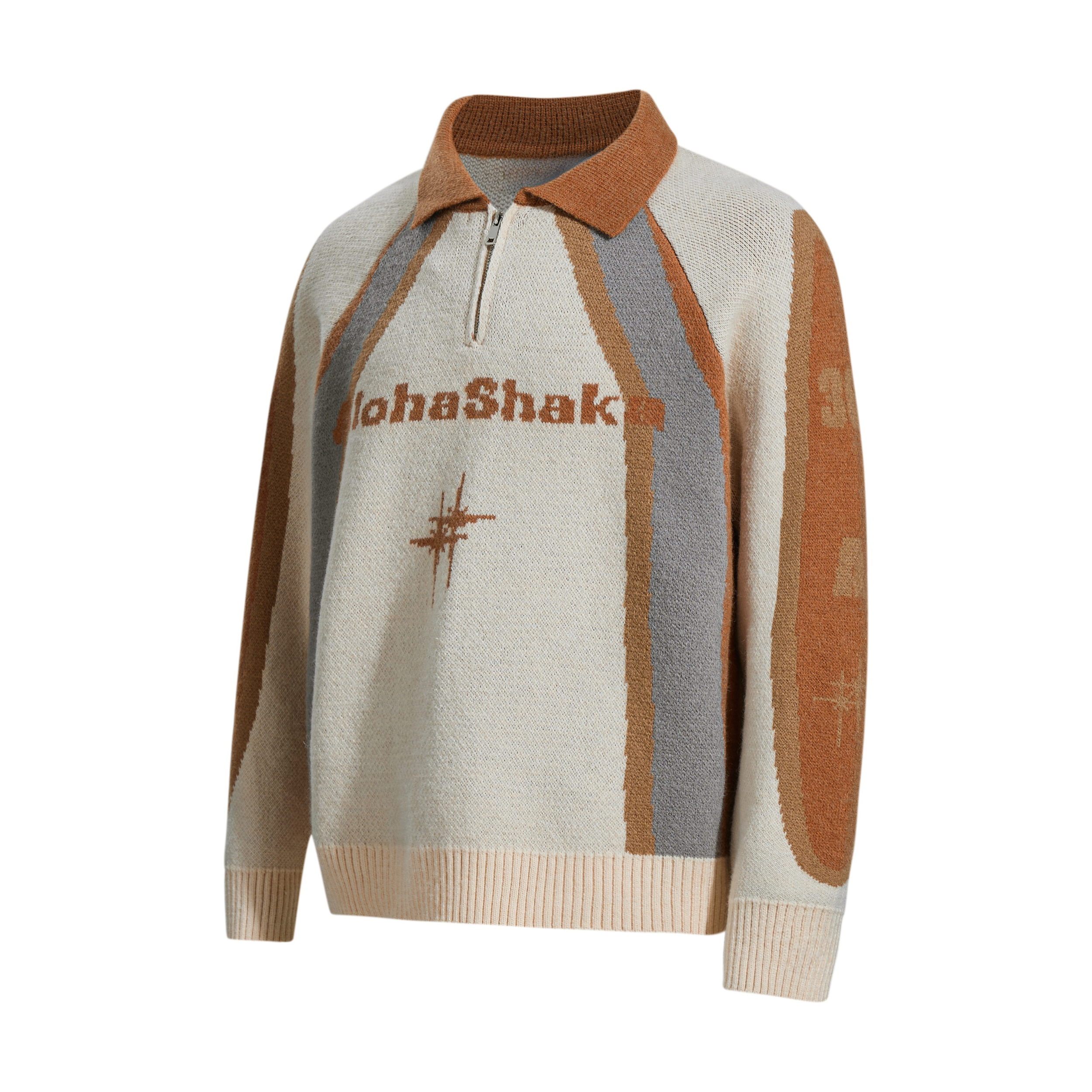 Retro Colorblock Half-Zip Knit Sweater | AlohaShaka Graphic